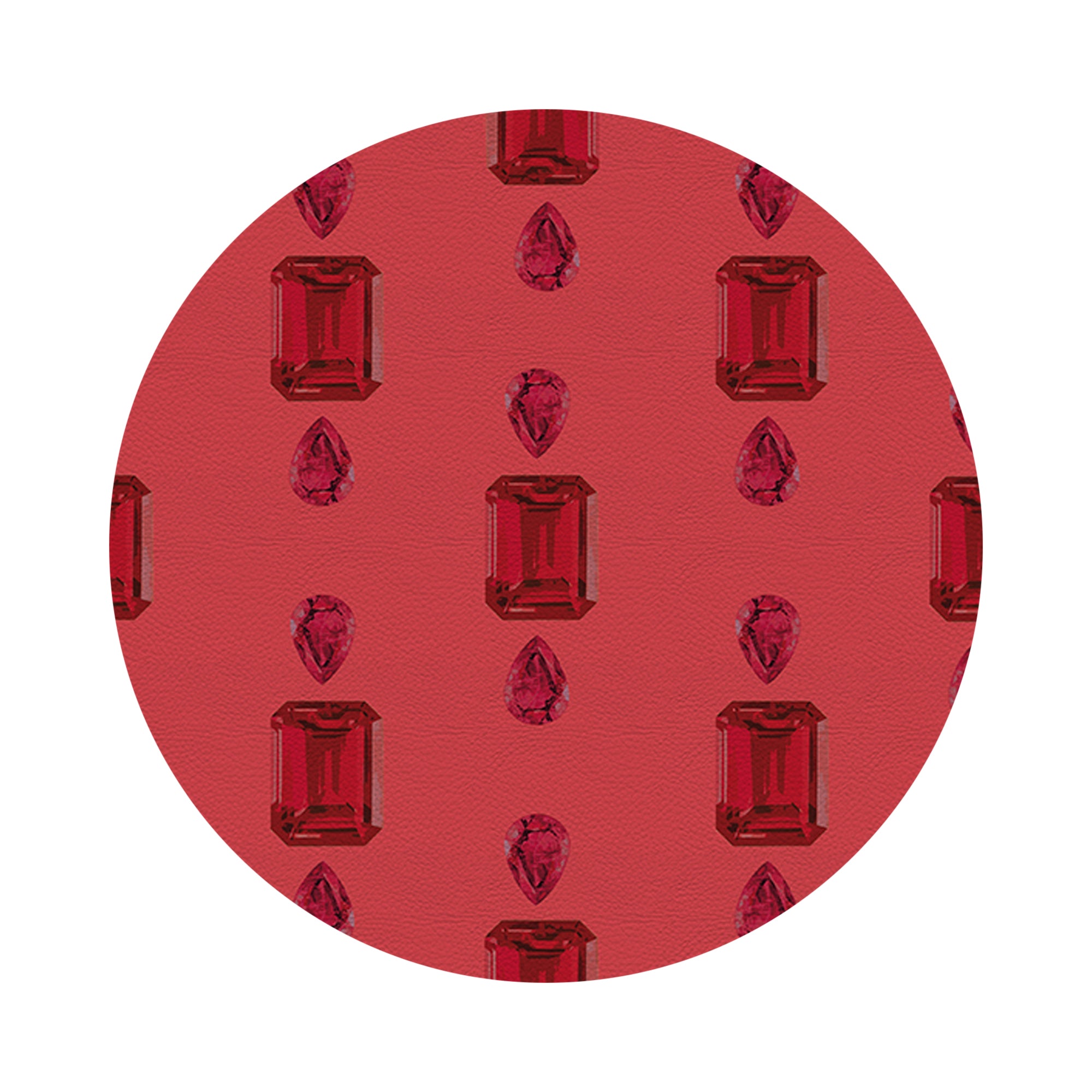 Gem Rubys Crimson Vegan Leather Round Pebble Placemat - nicolettemayer.com