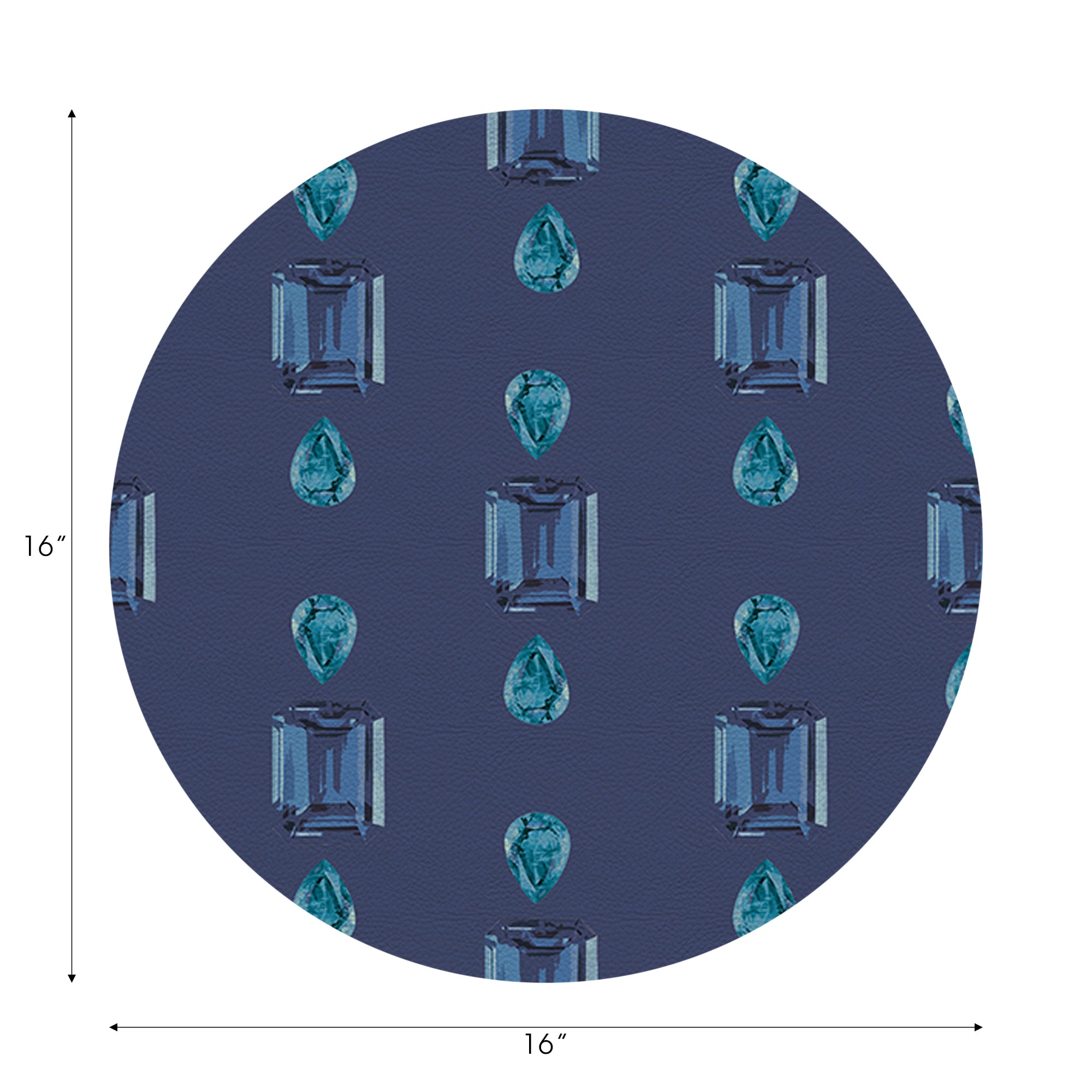 Gem Sapphires Blue Vegan Leather Round Pebble Placemat - nicolettemayer.com