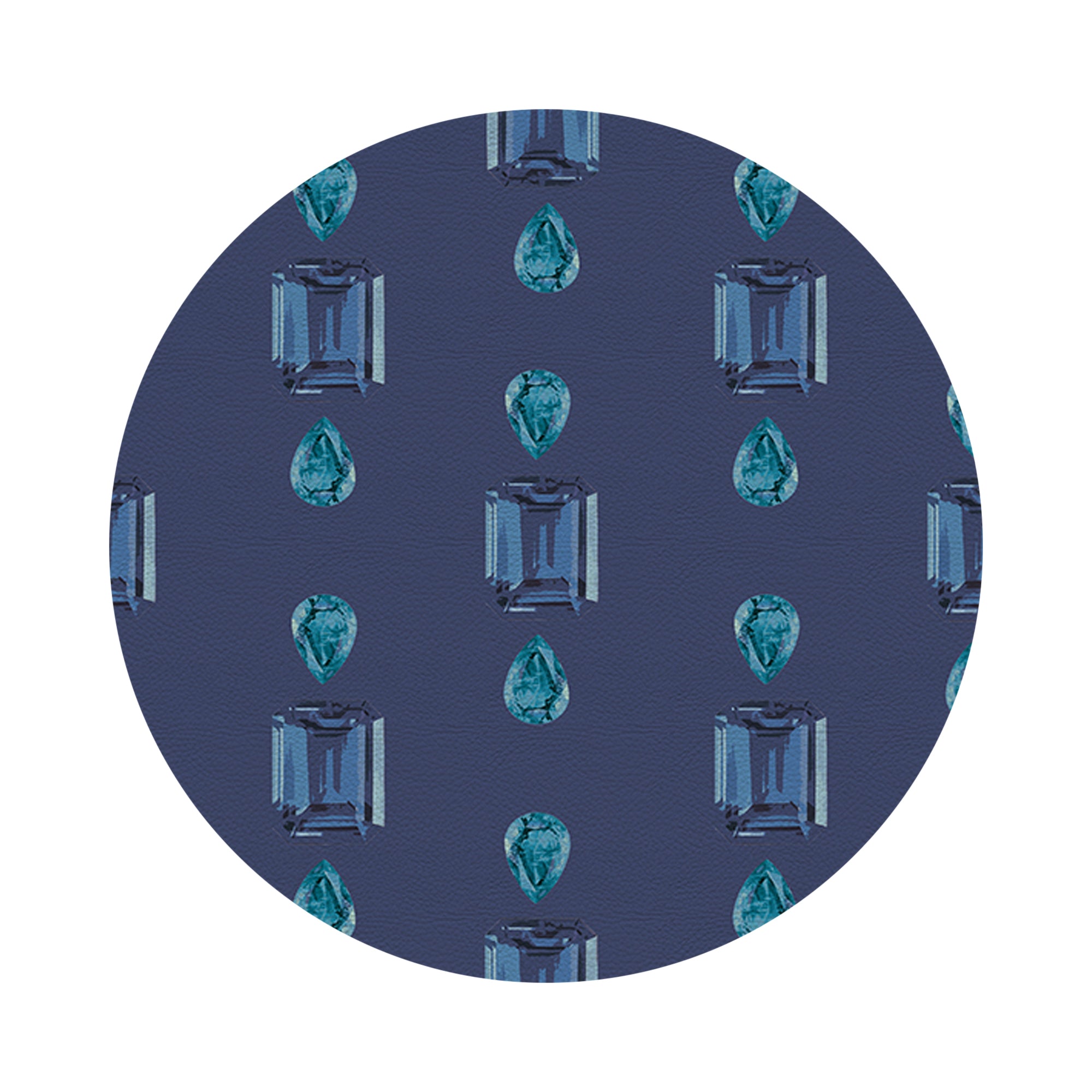 Gem Sapphires Blue Vegan Leather Round Pebble Placemat - nicolettemayer.com