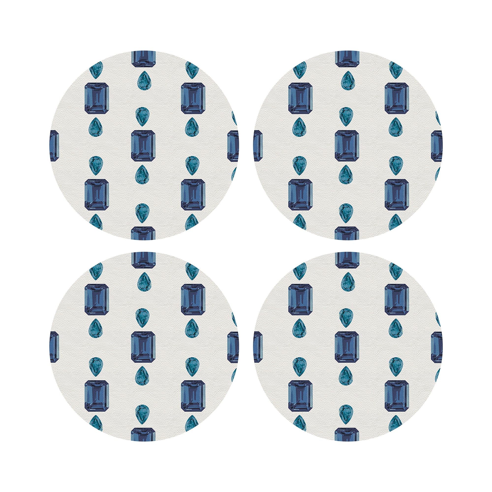 Gem Sapphires White 16" Round Pebble Placemats, Set of 4 - nicolettemayer.com