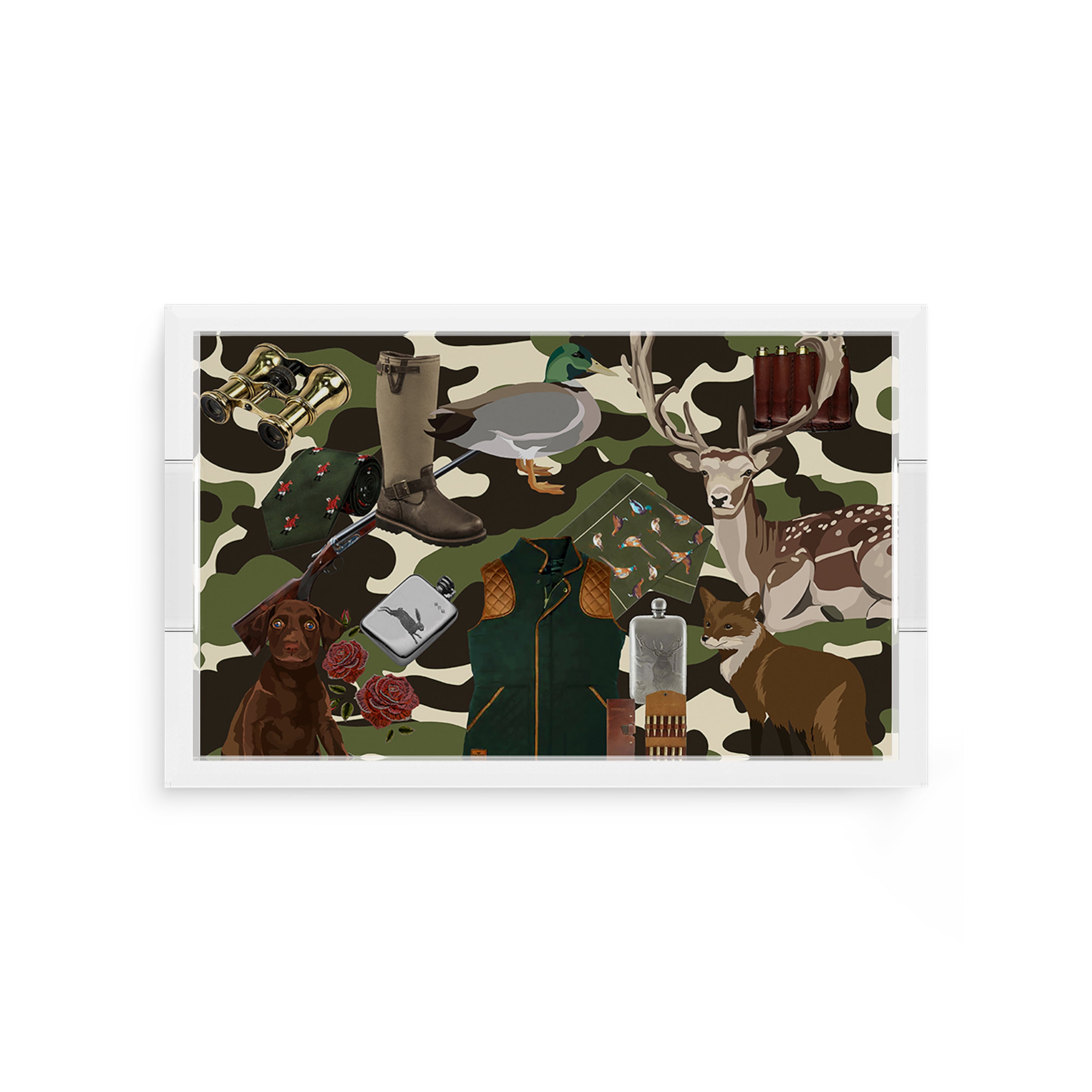 Gentleman Hunter Olive Camo 12.5X7.75 Acrylic Tray - nicolettemayer.com