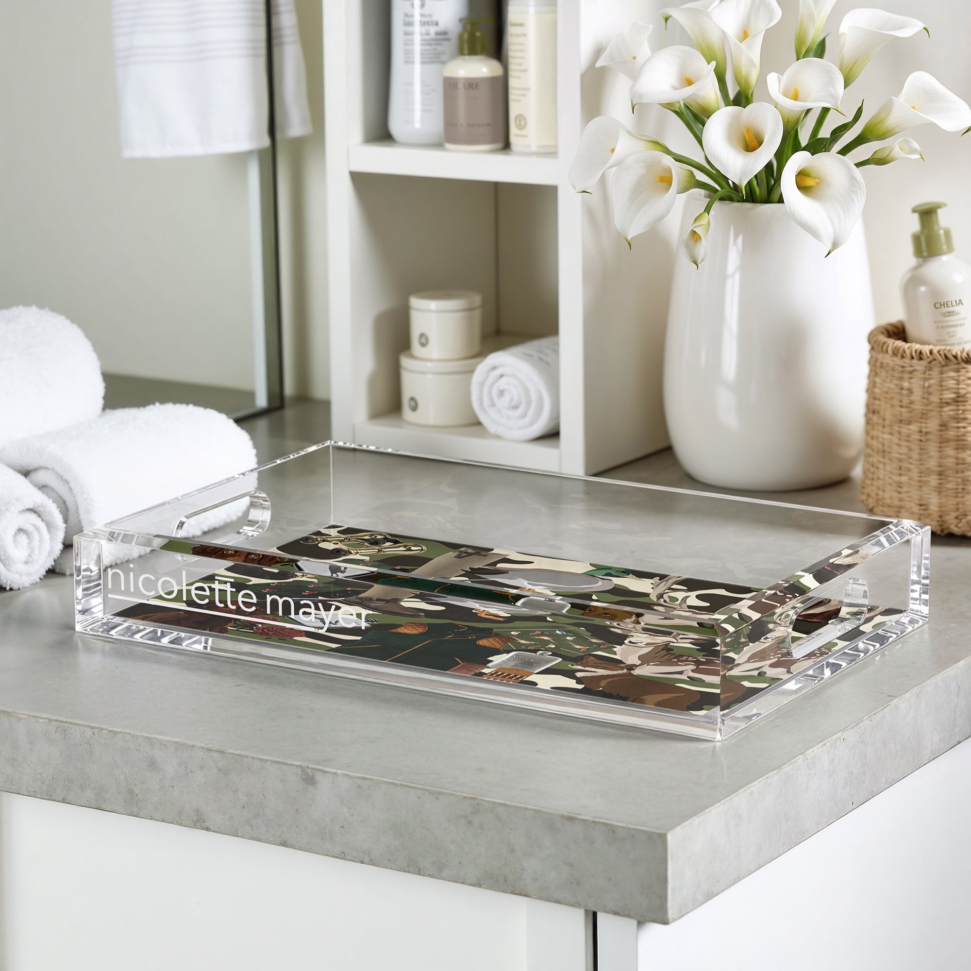 Gentleman Hunter Olive Camo 12.5X7.75 Acrylic Tray - nicolettemayer.com