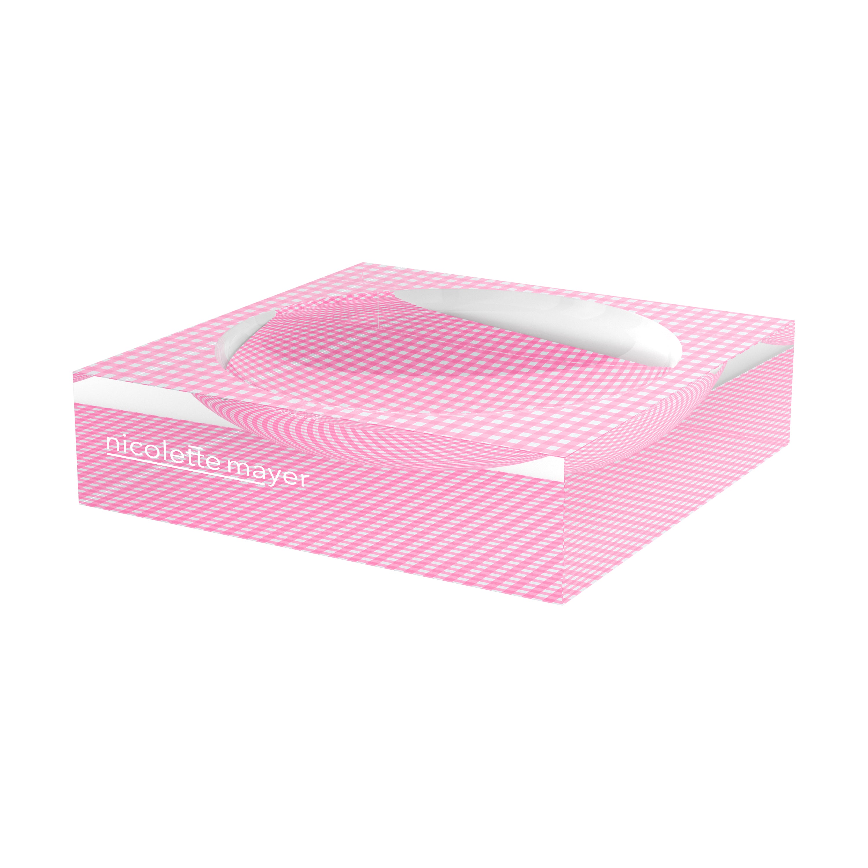 Gingham Pink Acrylic Candy Catchall Dish