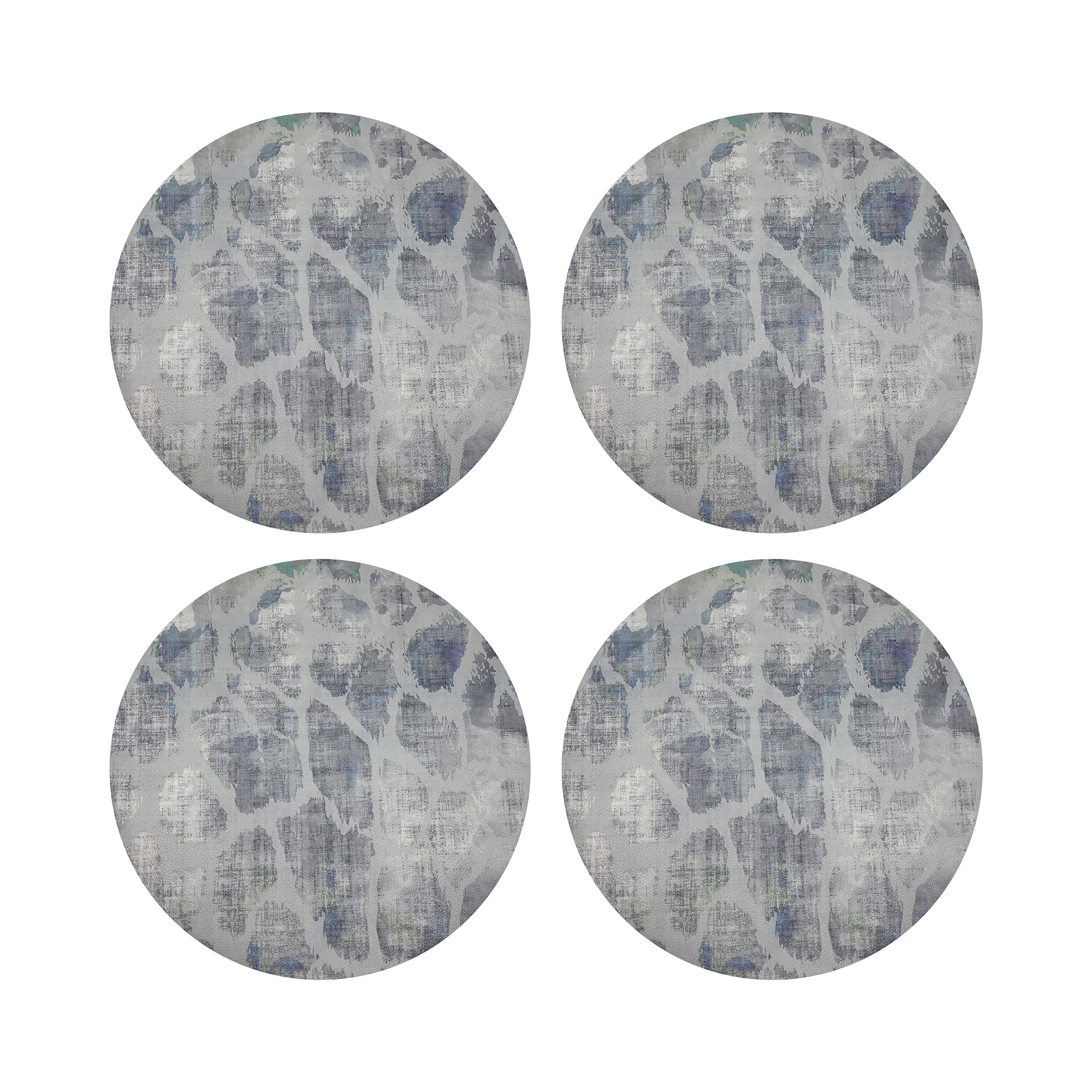 Giraffe Opulence Vegan Leather Round Pebble Placemat