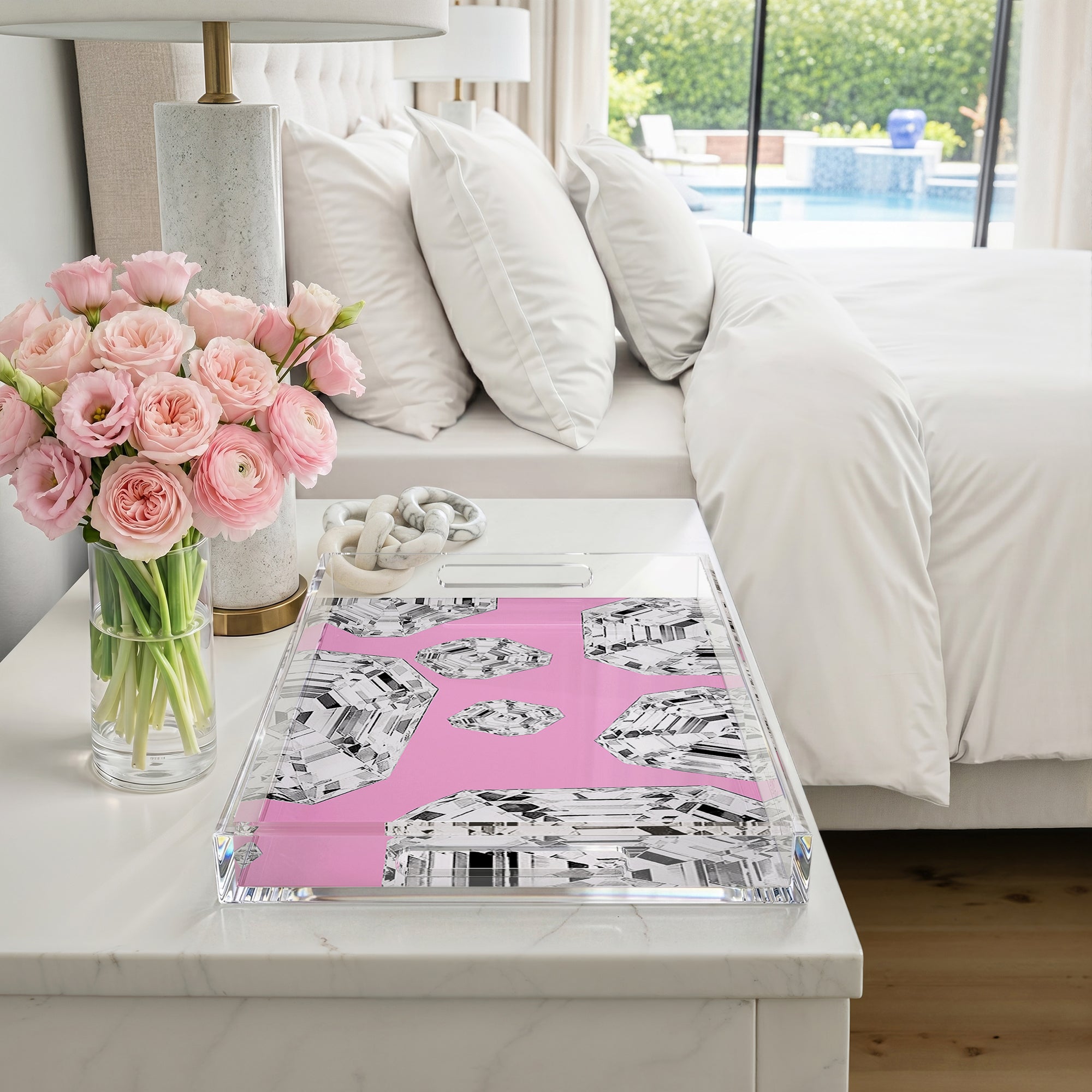 Got Rocks Gemstone Pink 22.5X14.5 Acrylic Tray - nicolettemayer.com