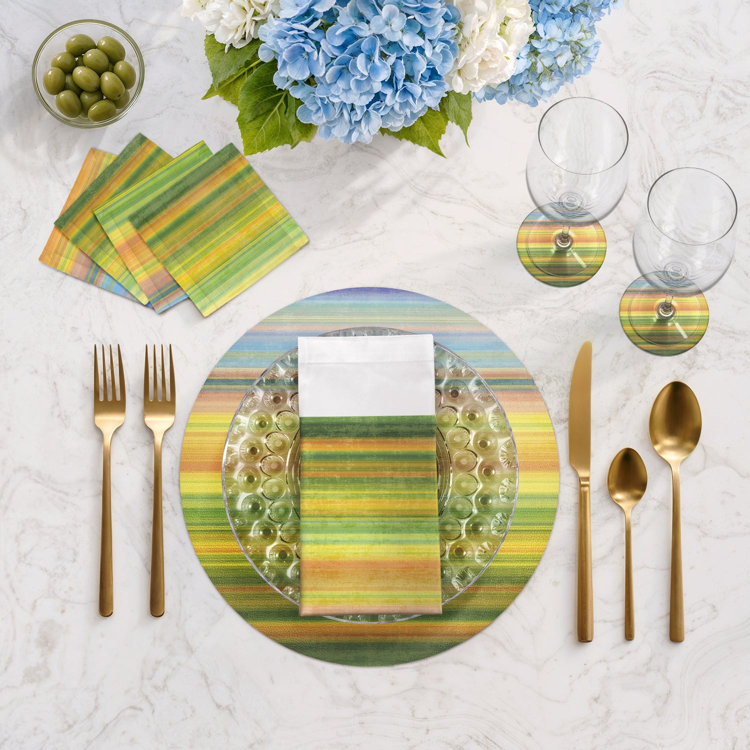 Gradient Yellows 16" Round Pebble Placemats, Set of 4 - nicolettemayer.com