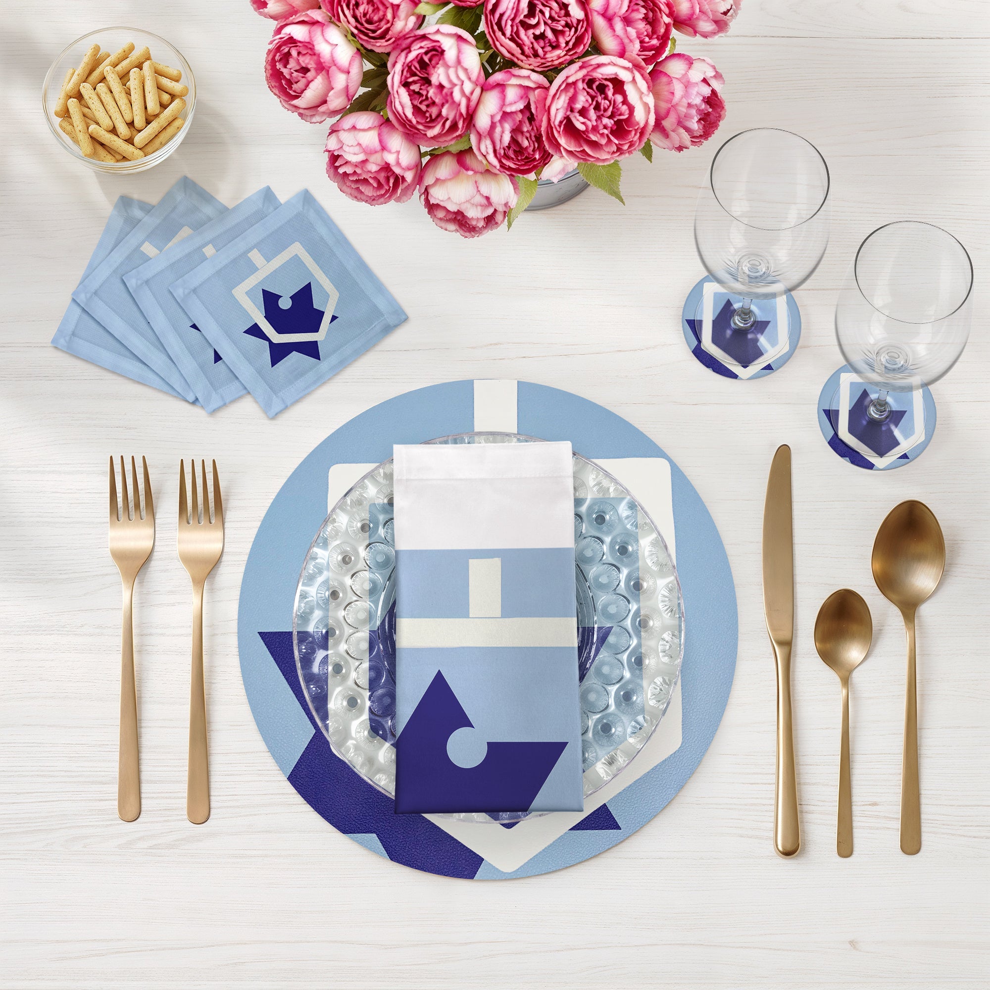 HanukKah Dreidel Vegan Leather Round Coasters