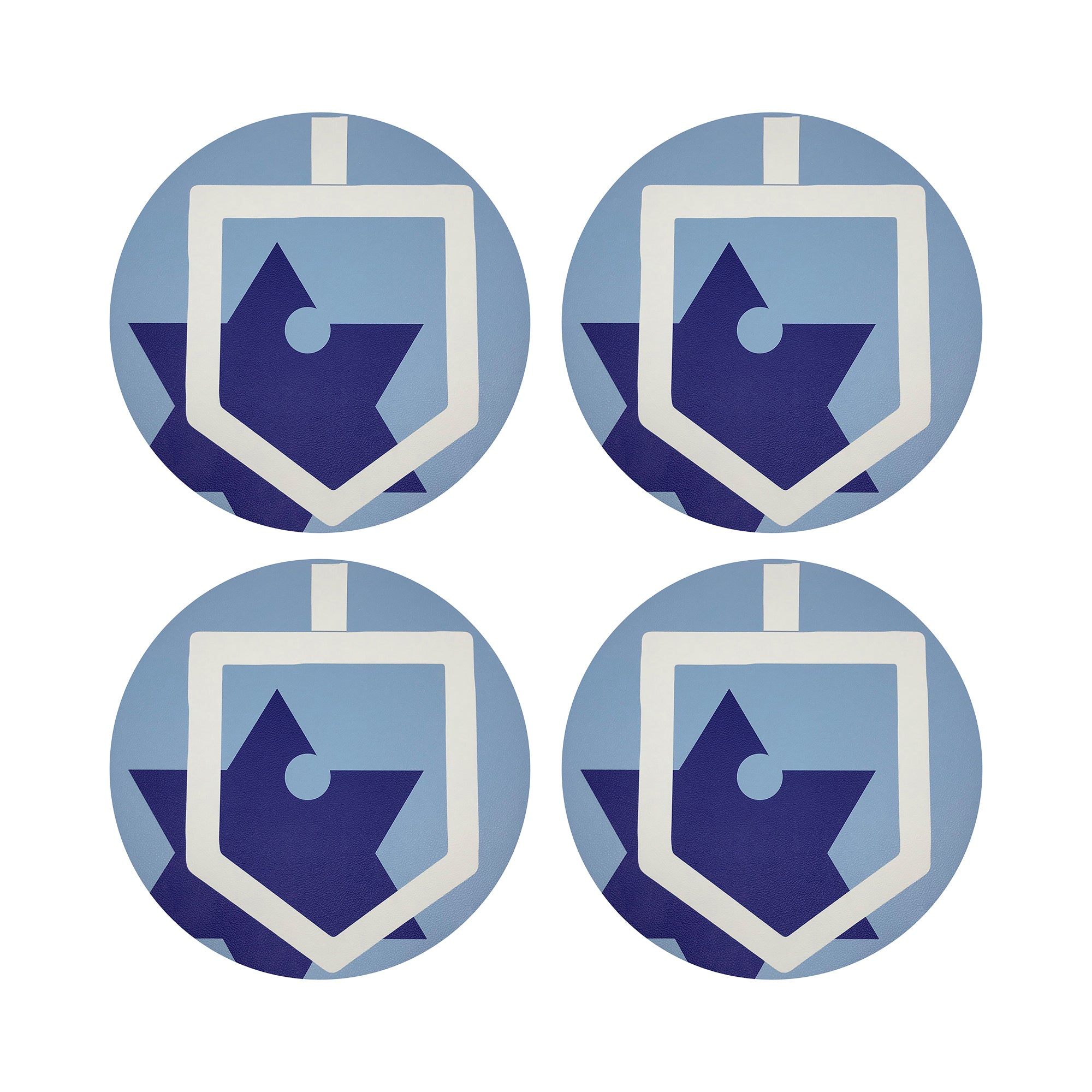 HanukKah Dreidel Vegan Leather Round Coasters