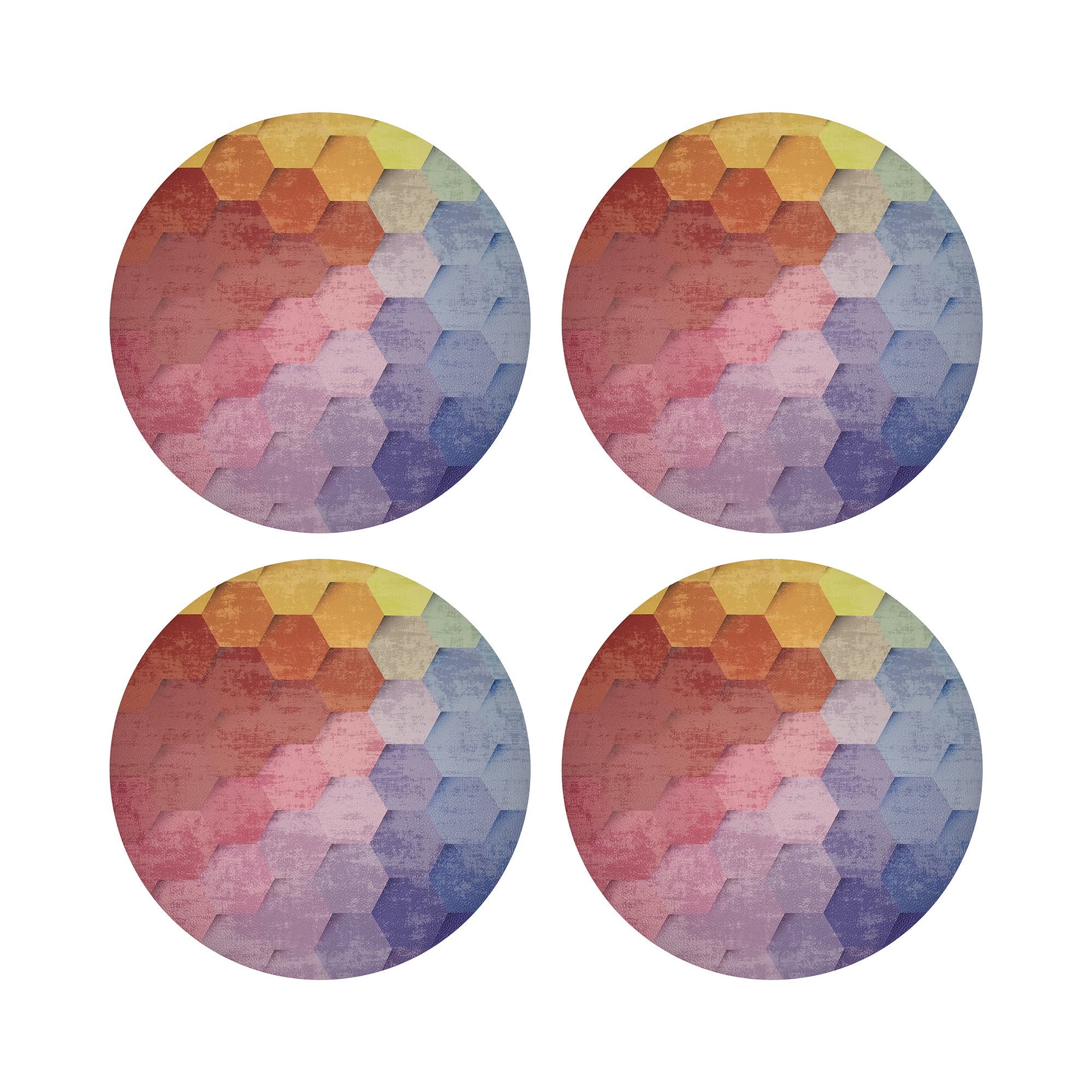 Hex Red Orange Blue 16" Round Pebble Placemats, Set of 4 - nicolettemayer.com