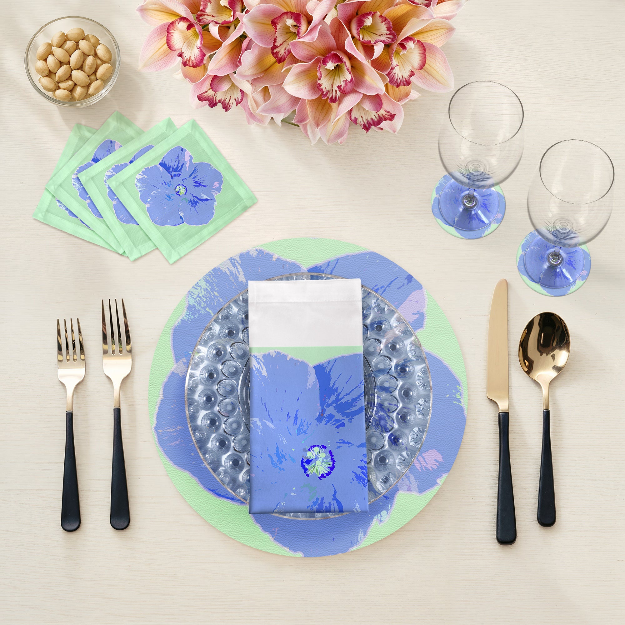 Hibiscus Clematis 16" Round Pebble Placemats, Set of 4 - nicolettemayer.com