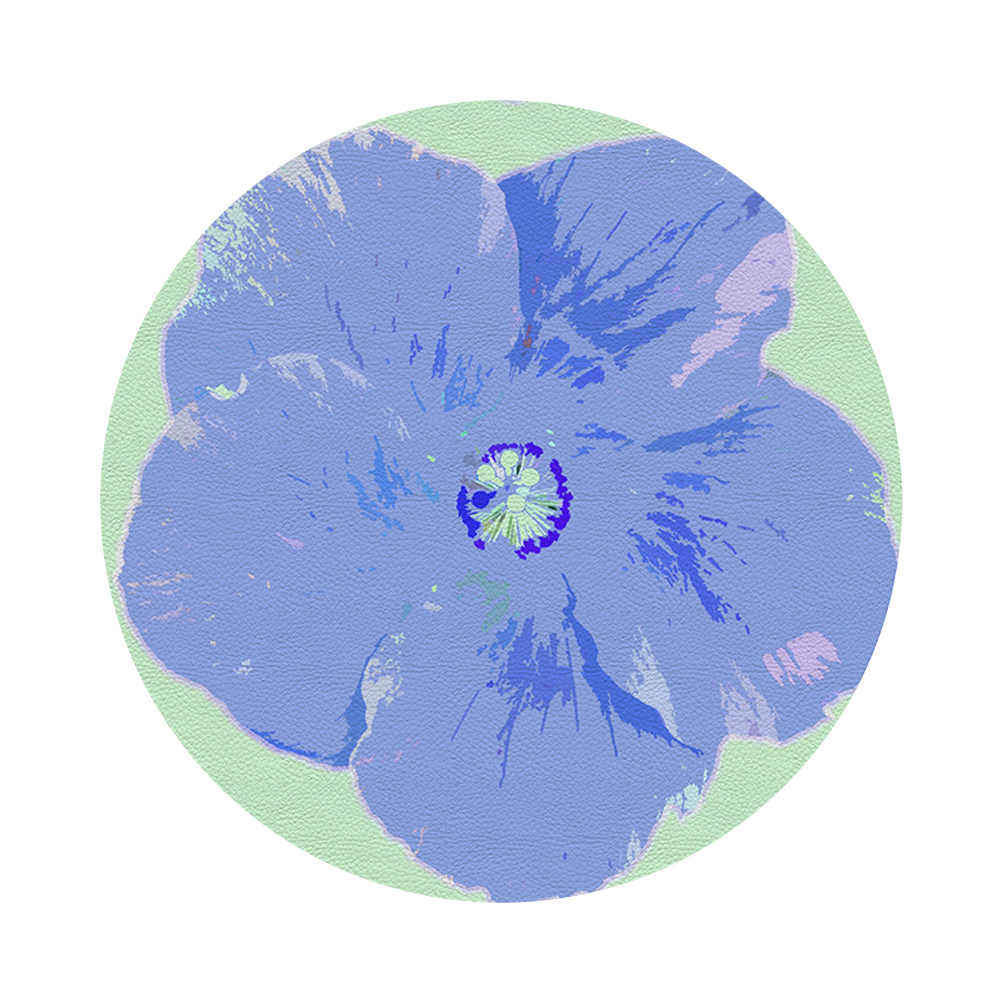 Hibiscus Clematis Vegan Leather Round Pebble Placemat - nicolettemayer.com