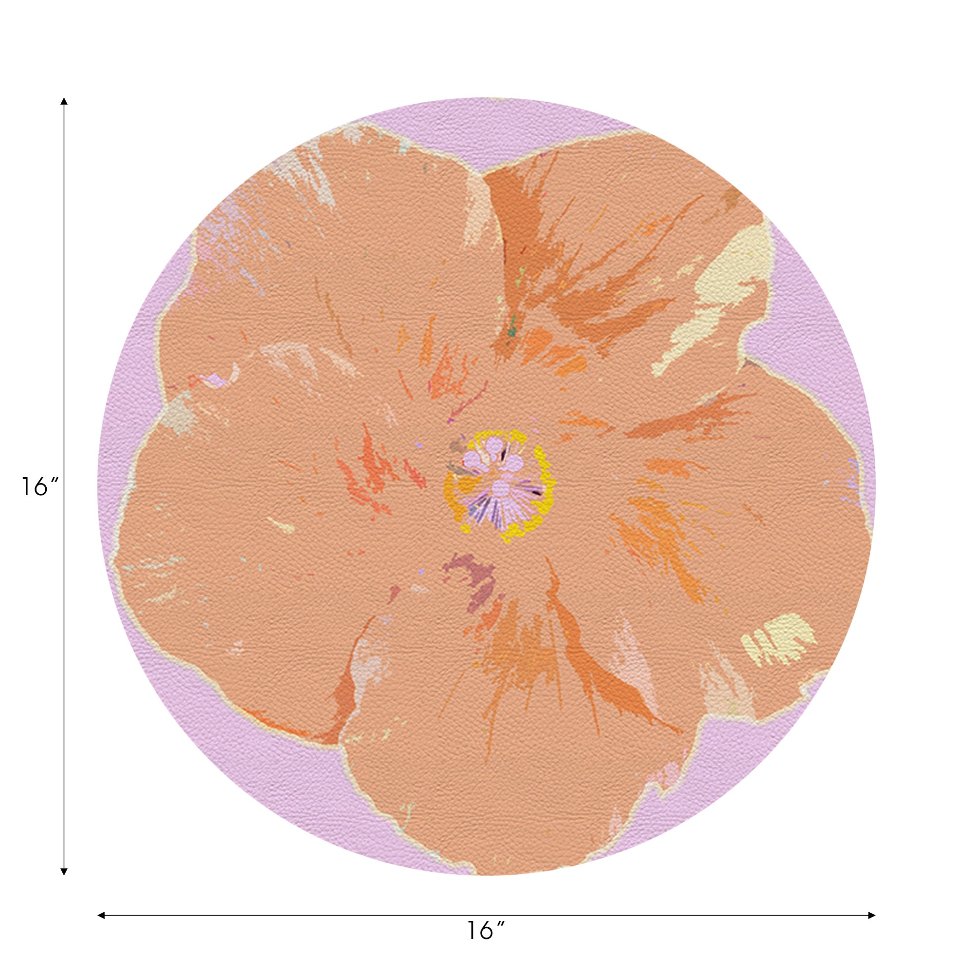 Hibiscus Lilac Vegan Leather Round Pebble Placemat - nicolettemayer.com