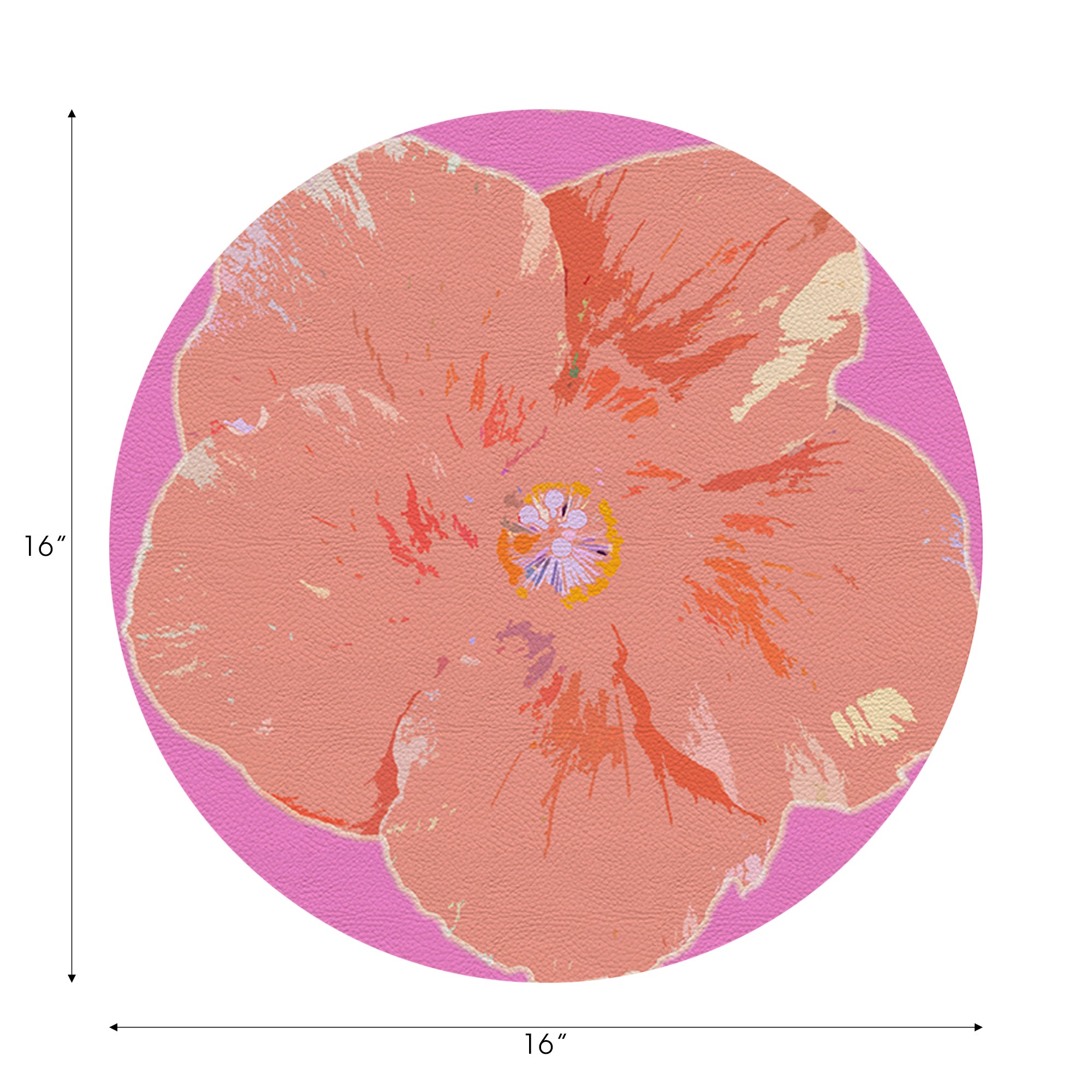 Ensemble de 4 sets de table ronds en galets, motif orchidée hibiscus, 40 cm