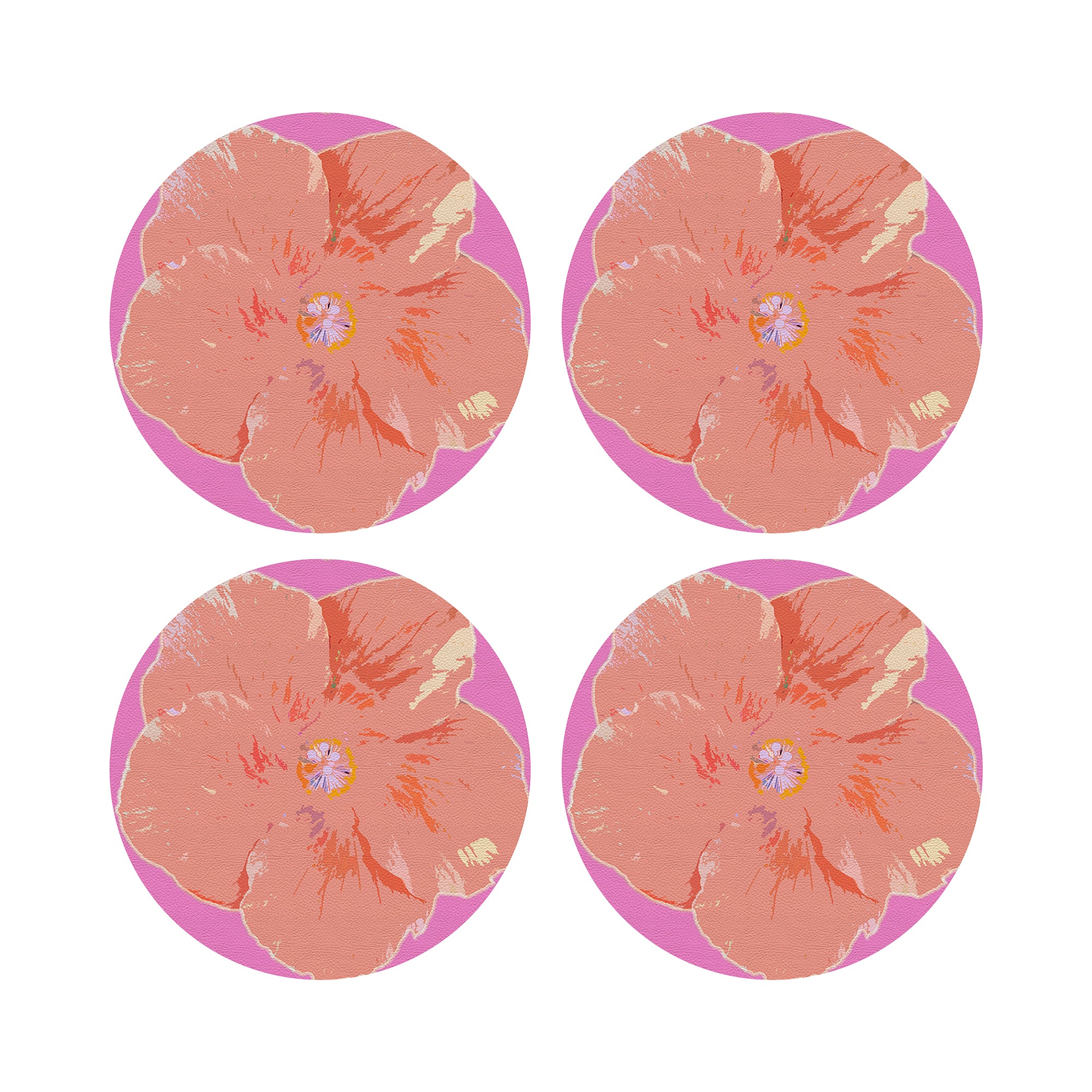 Hibiscus Orchid 16" Round Pebble Placemats, Set of 4 - nicolettemayer.com