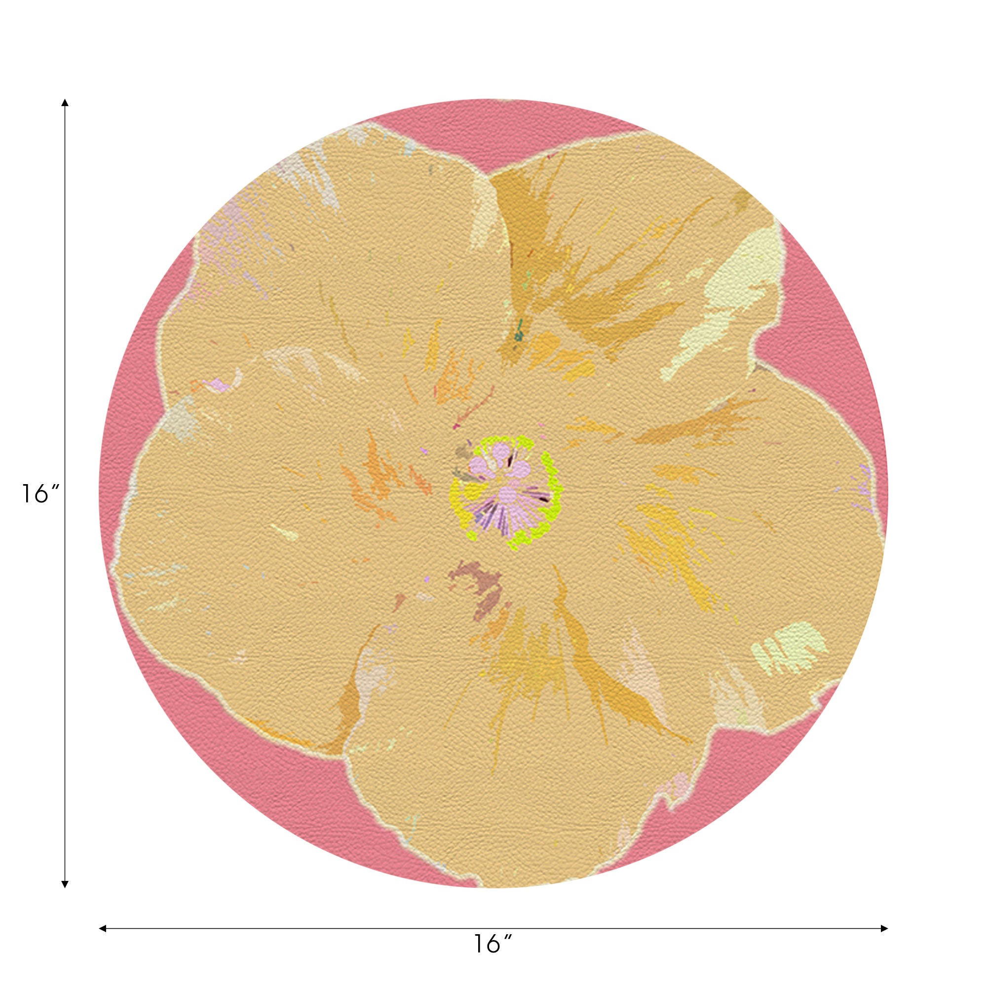 Hibiscus Pink Vegan Leather Round Pebble Placemat