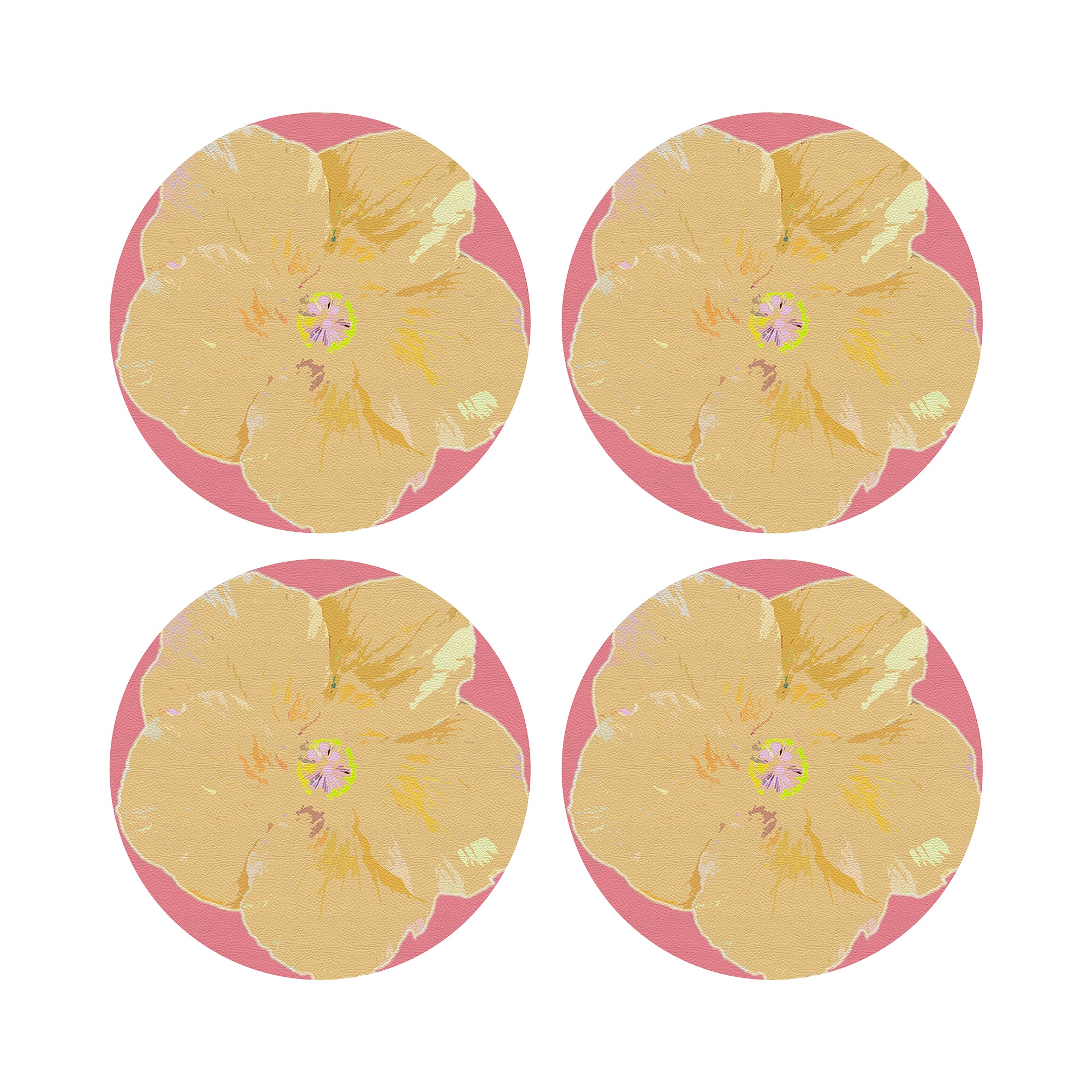 Hibiscus Pink 16" Round Pebble Placemats, Set of 4 - nicolettemayer.com