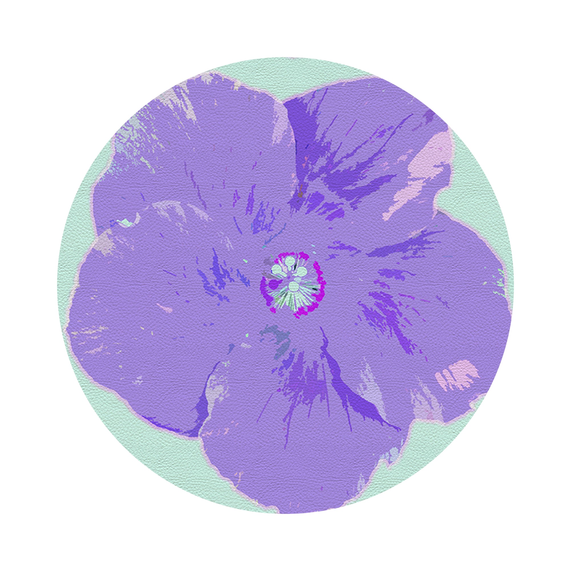 Hibiscus Wander Vegan Leather Round Pebble Placemat - nicolettemayer.com