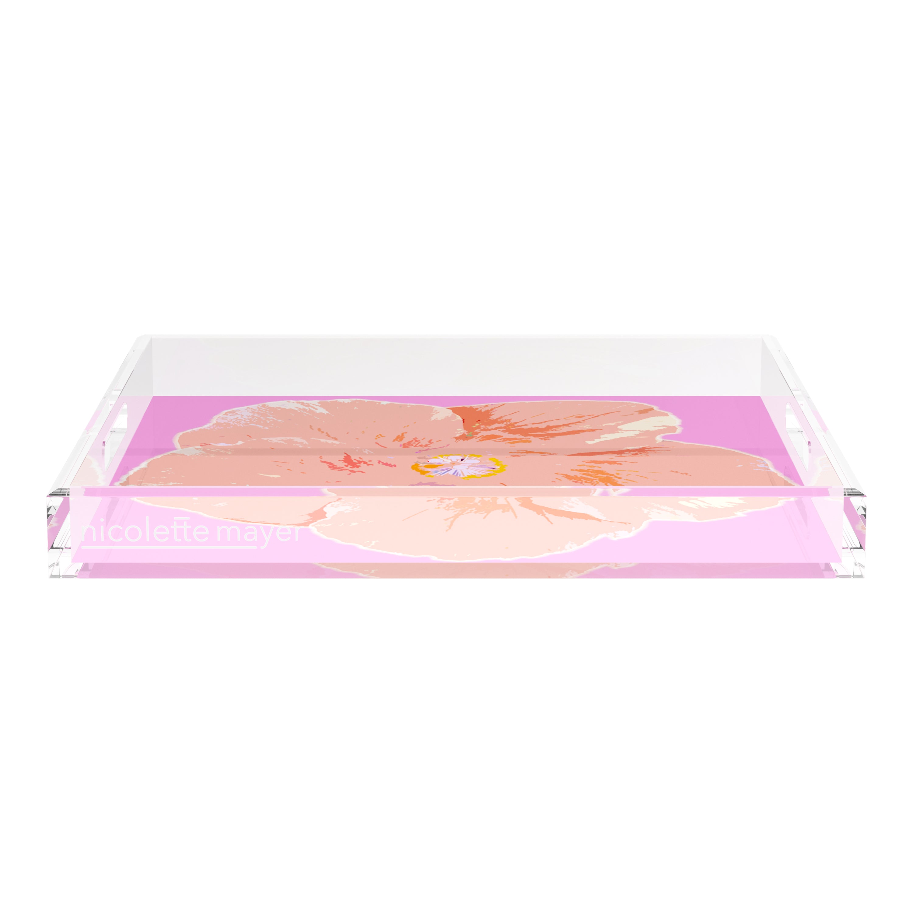 Hibiscus Orchid 18X18 Acrylic Tray - nicolettemayer.com