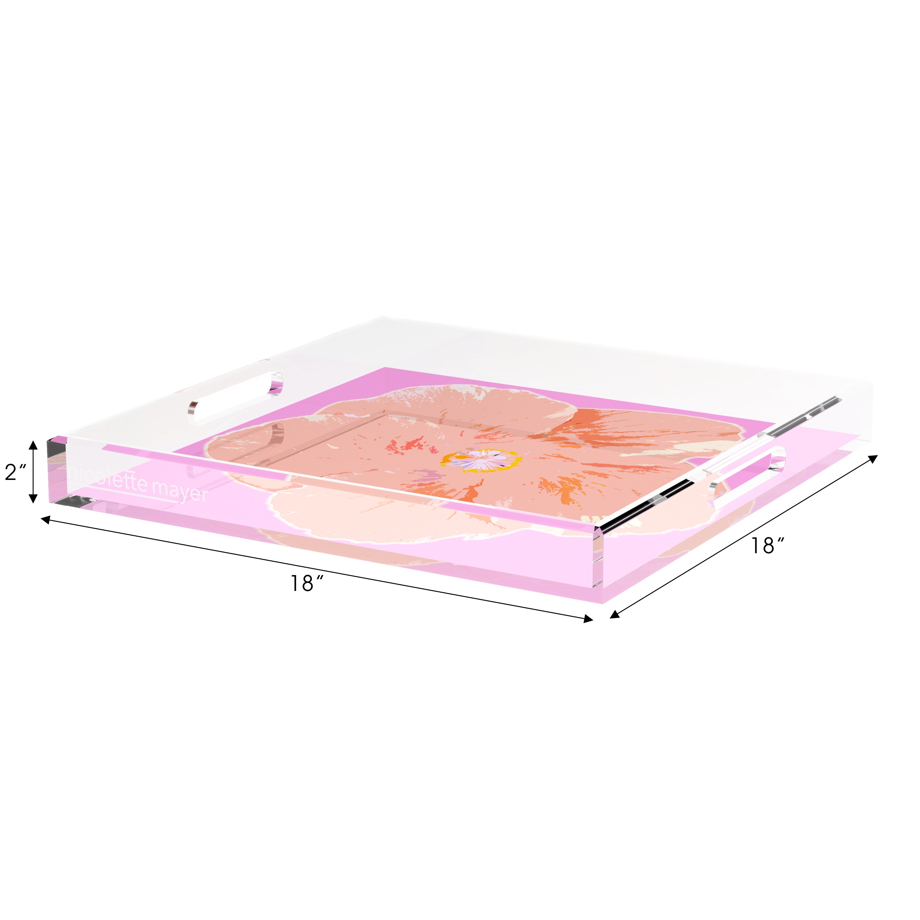 Hibiscus Orchid 18X18 Acrylic Tray - nicolettemayer.com