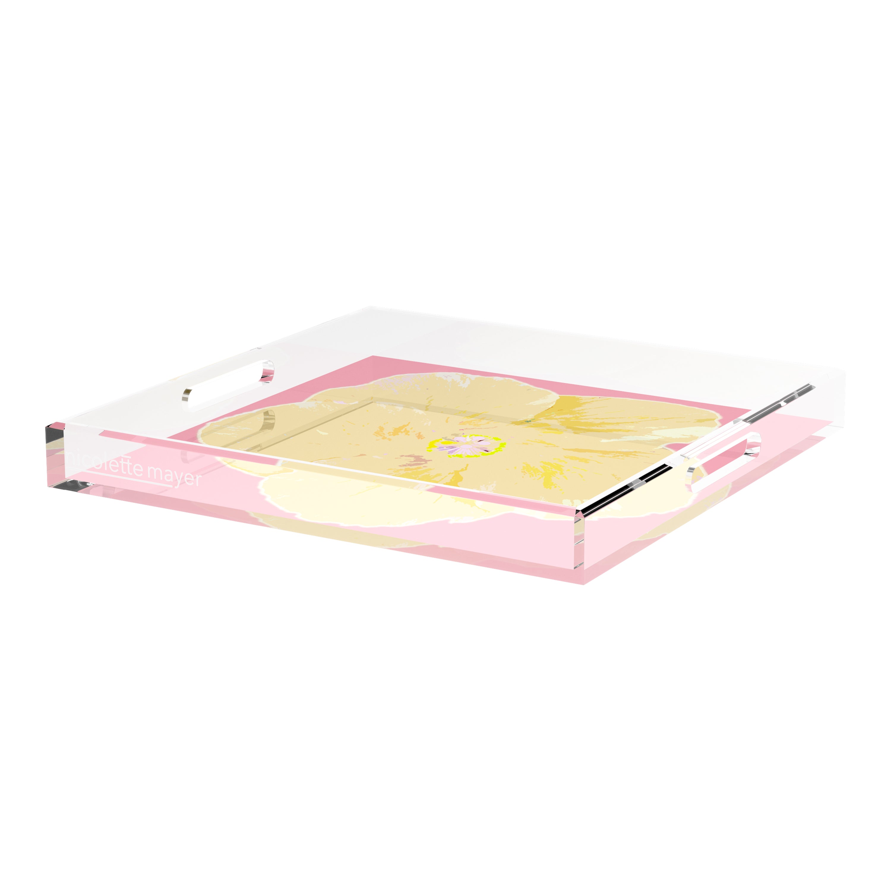 Hibiscus Pink 18X18 Acrylic Tray - nicolettemayer.com