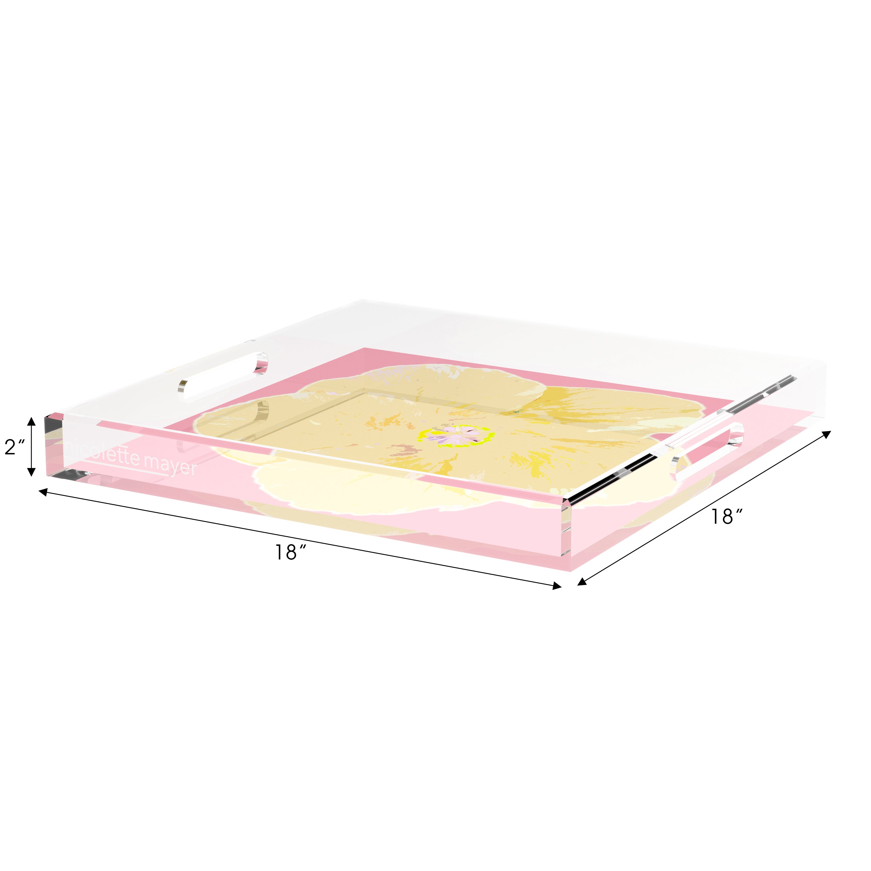 Hibiscus Pink 18X18 Acrylic Tray - nicolettemayer.com