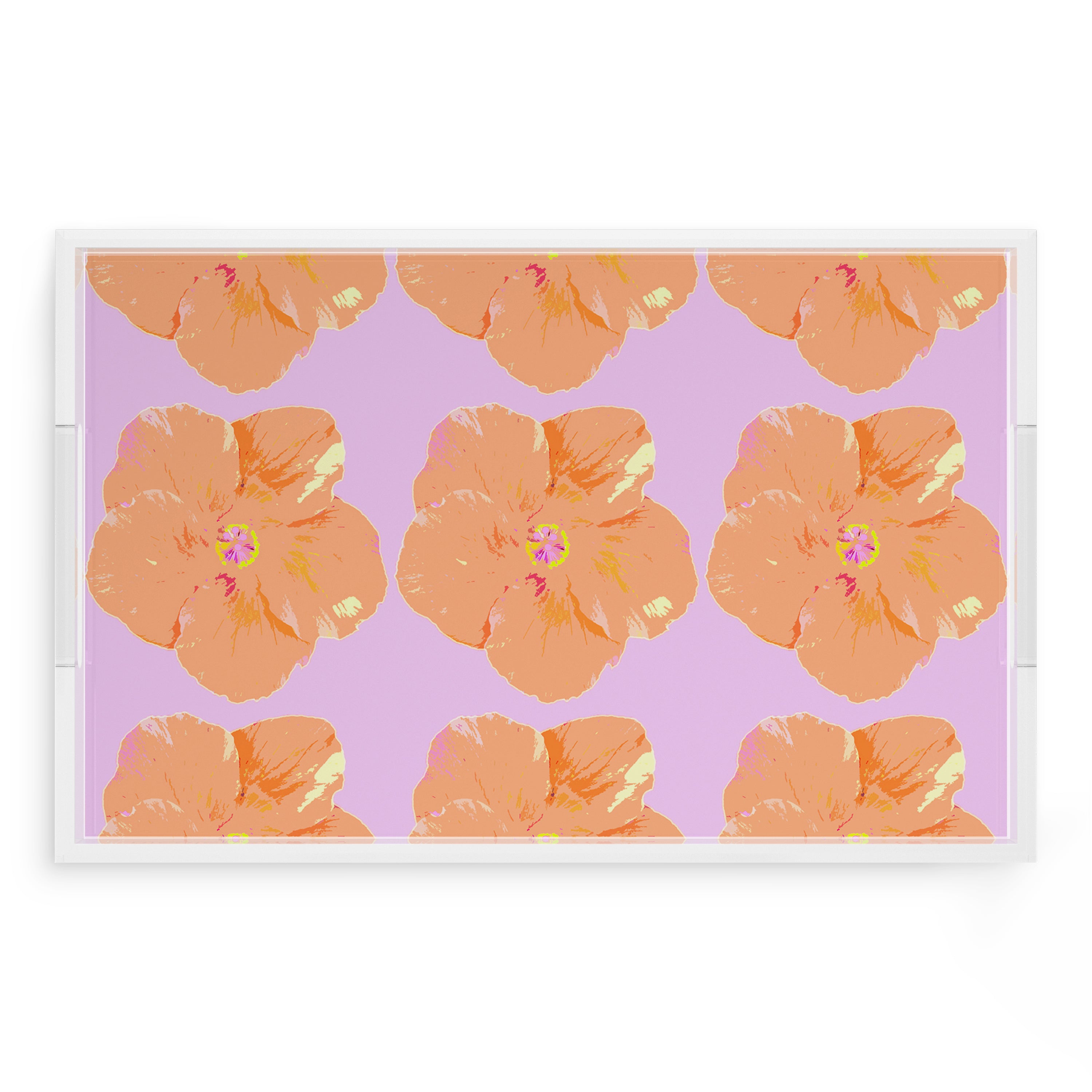 Hibiscus Lilac 22.5X14.5 Acrylic Tray - nicolettemayer.com