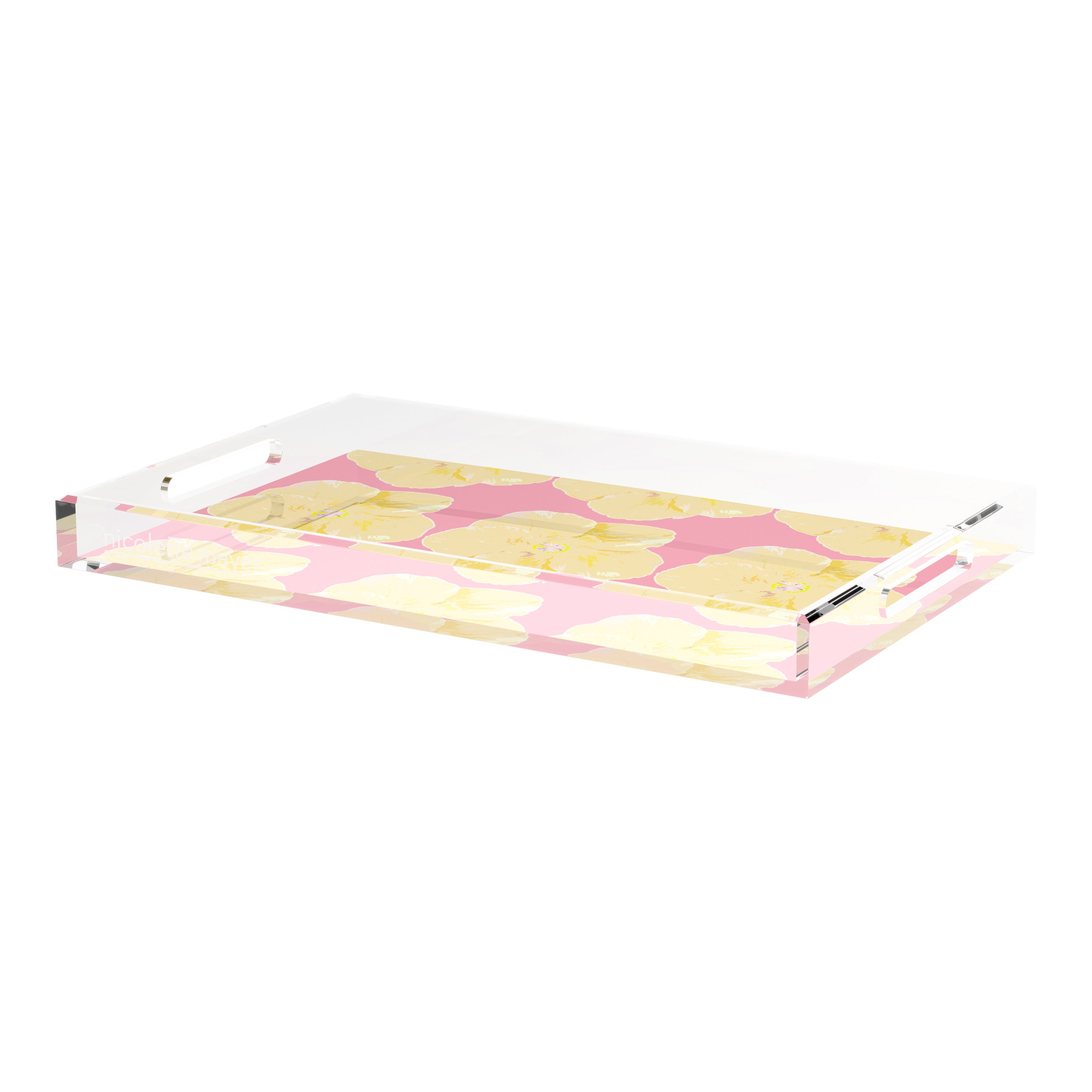 Hibiscus Pink 22.5X14.5 Acrylic Tray - nicolettemayer.com