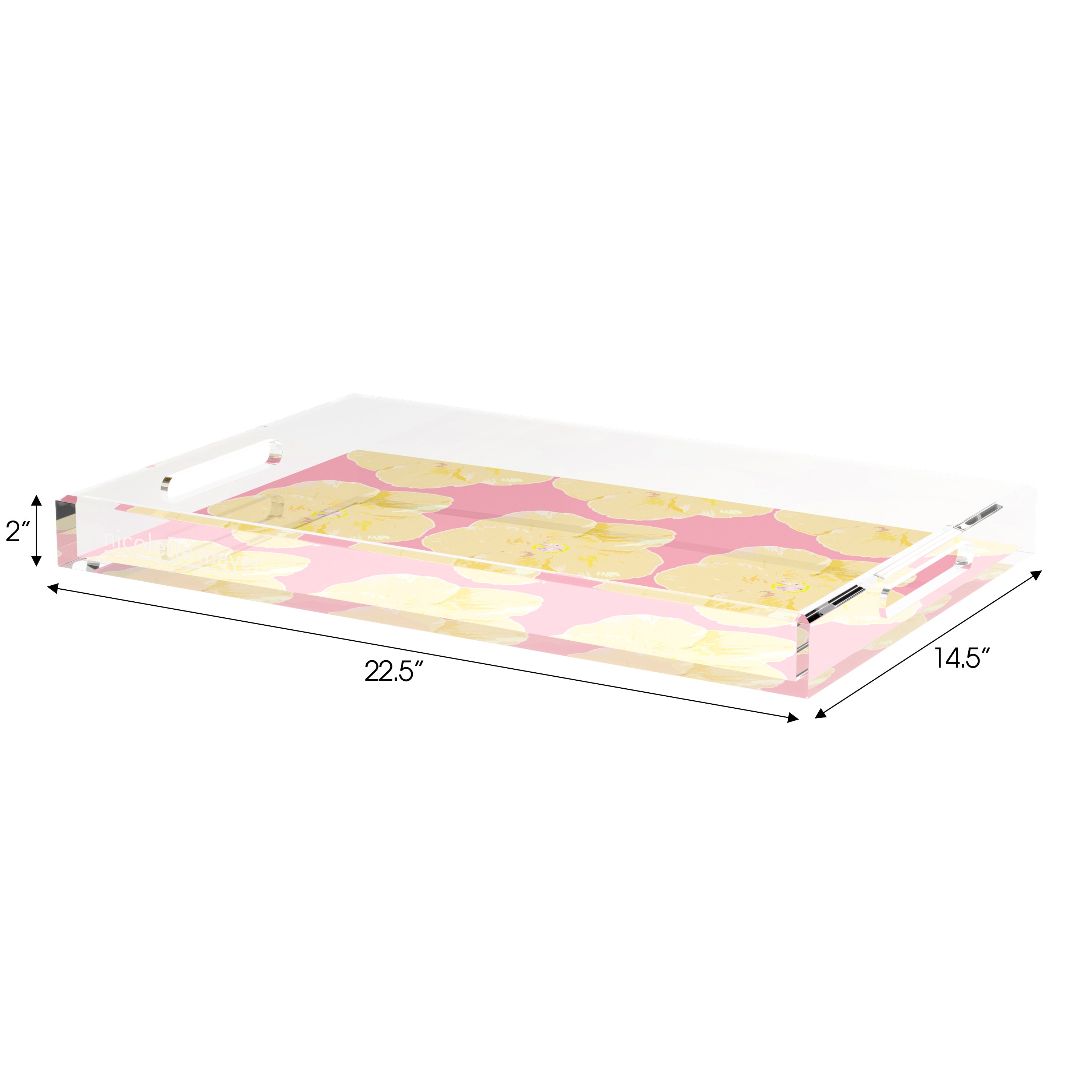 Hibiscus Pink 22.5X14.5 Acrylic Tray - nicolettemayer.com