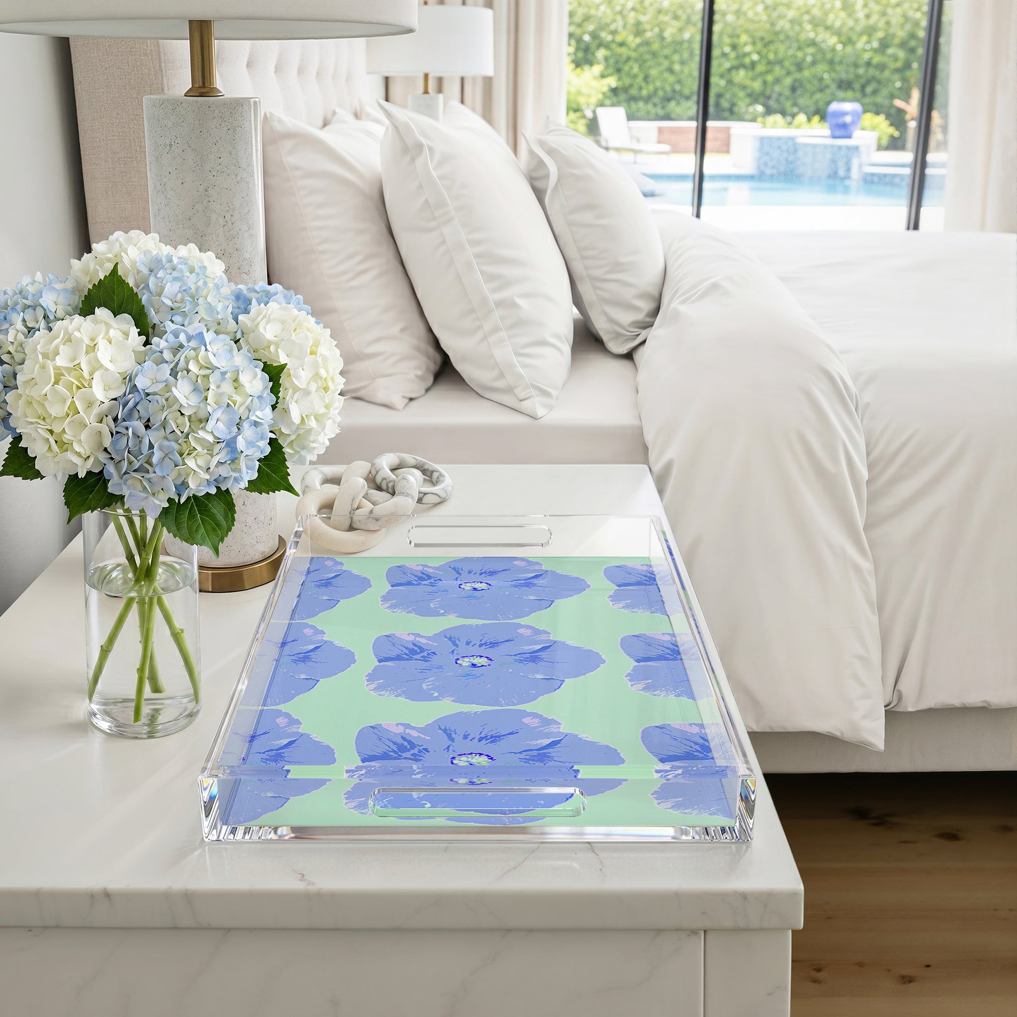 Hibiscus Clematis 22.5X14.5 Acrylic Tray - nicolettemayer.com