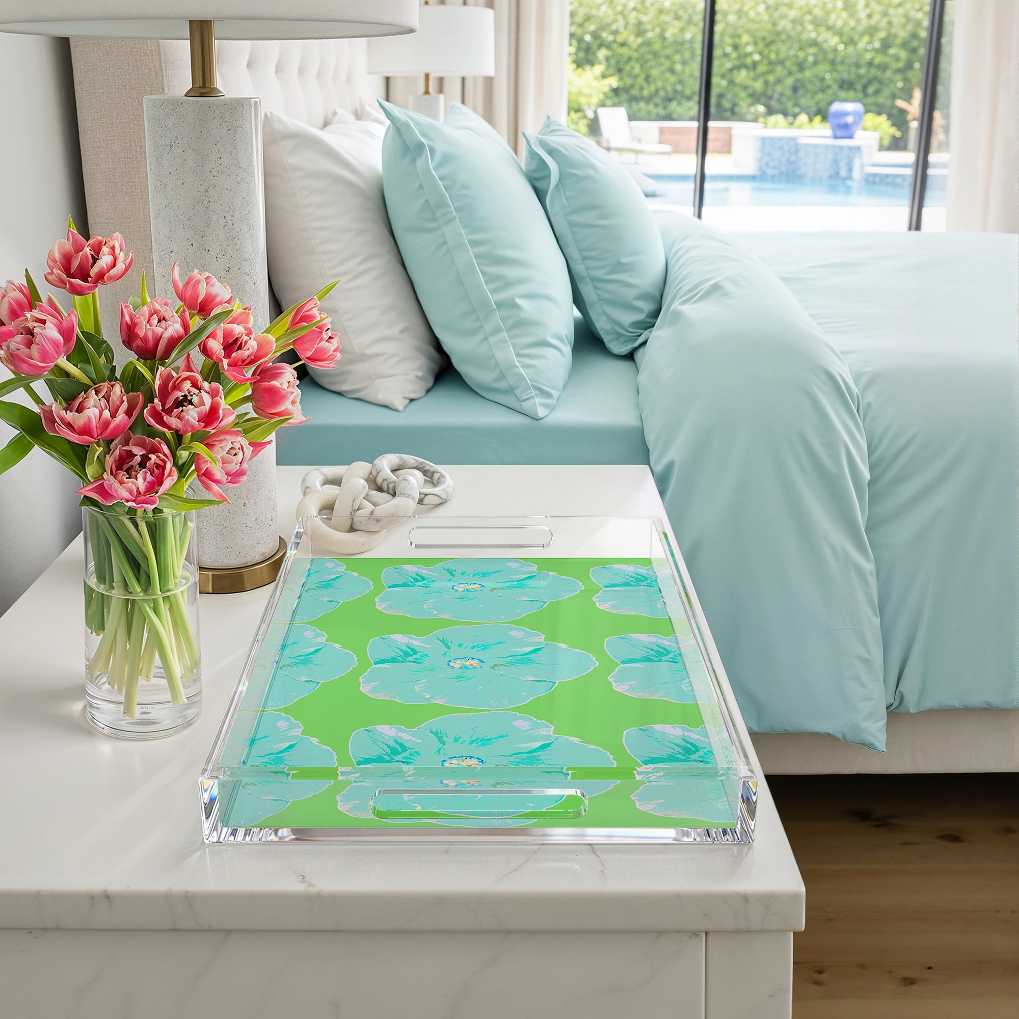 Hibiscus Colony 22.5X14.5 Acrylic Tray - nicolettemayer.com
