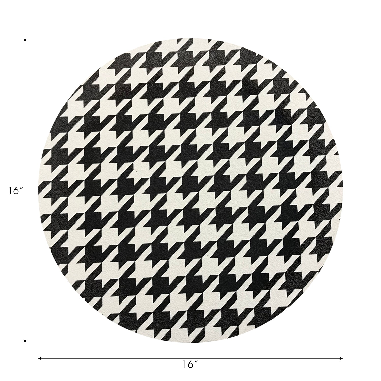 HOUNDSTOOTH BLACK WHITE 16" Round Pebble Placemats, Set of 4 - nicolettemayer.com