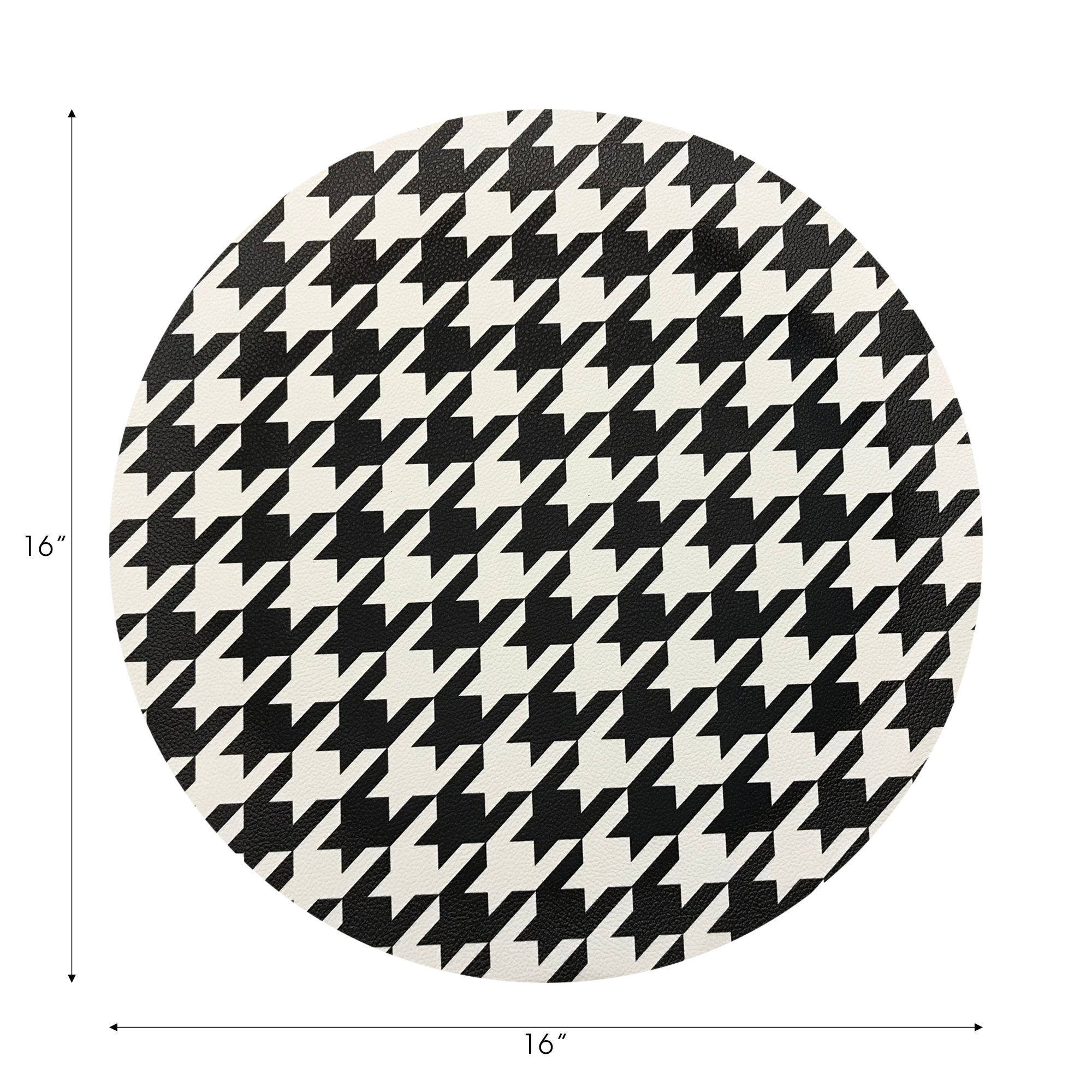 HOUNDSTOOTH BLACK WHITE 16" Round Pebble Placemats, Set of 4 - nicolettemayer.com