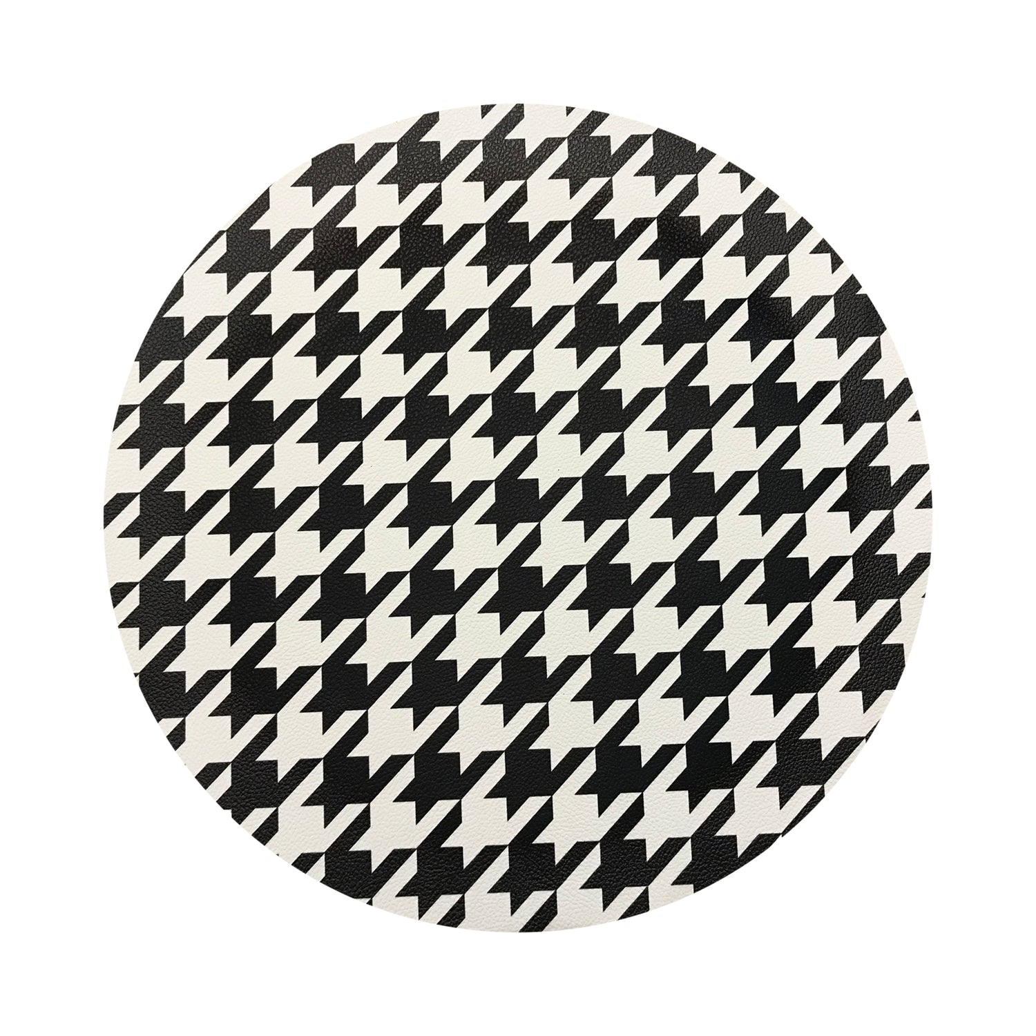 HOUNDSTOOTH BLACK WHITE 16" Round Pebble Placemats, Set of 4 - nicolettemayer.com