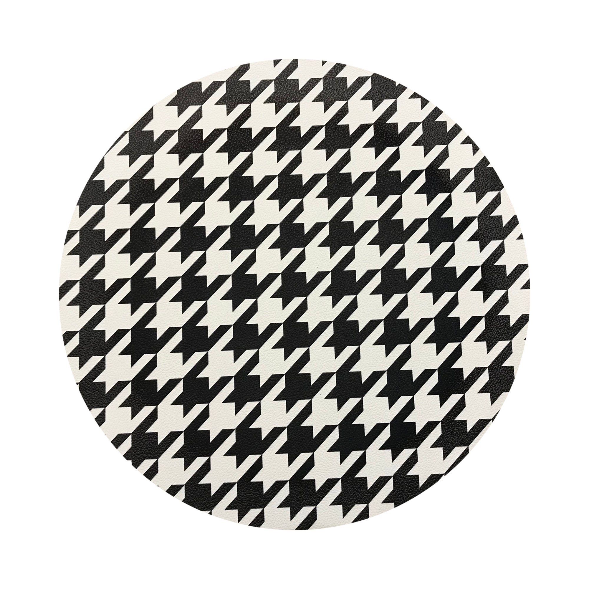 HOUNDSTOOTH BLACK WHITE 16" Round Pebble Placemats, Set of 4 - nicolettemayer.com