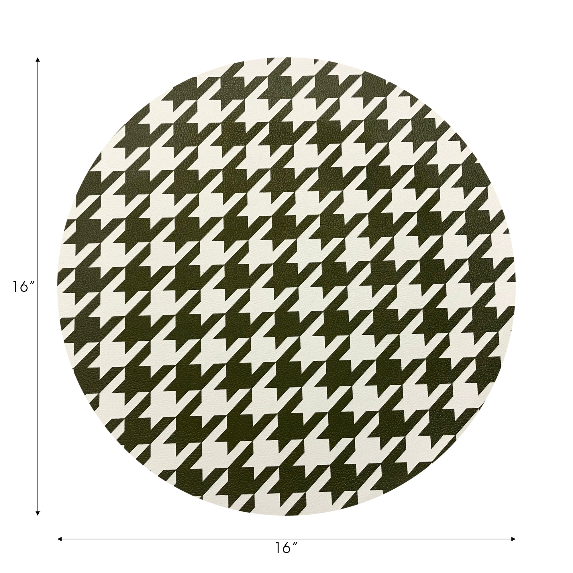 HOUNDSTOOTH GREEN WHITE 16" Round Pebble Placemats, Set of 4 - nicolettemayer.com