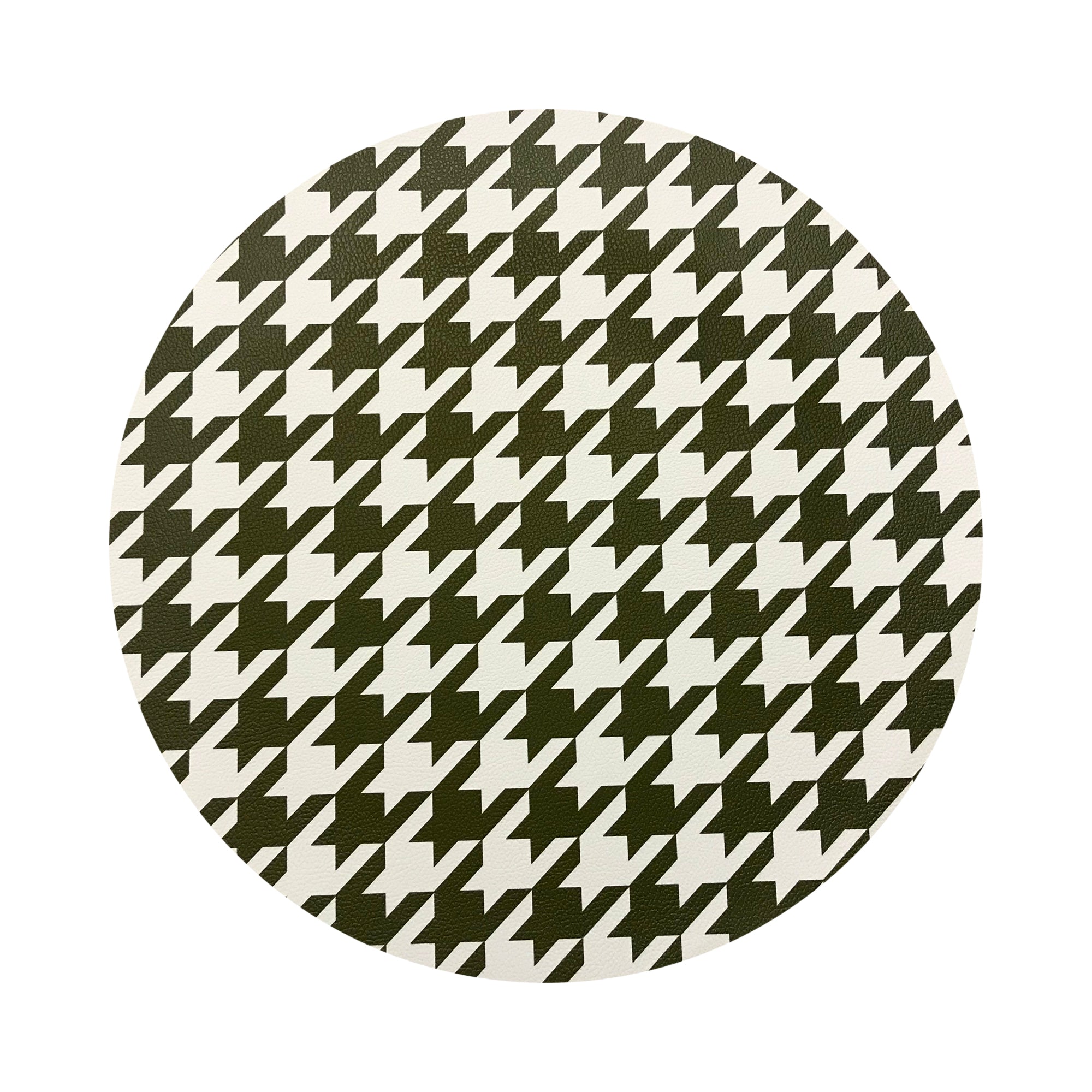 HOUNDSTOOTH GREEN WHITE 16" Round Pebble Placemats, Set of 4 - nicolettemayer.com