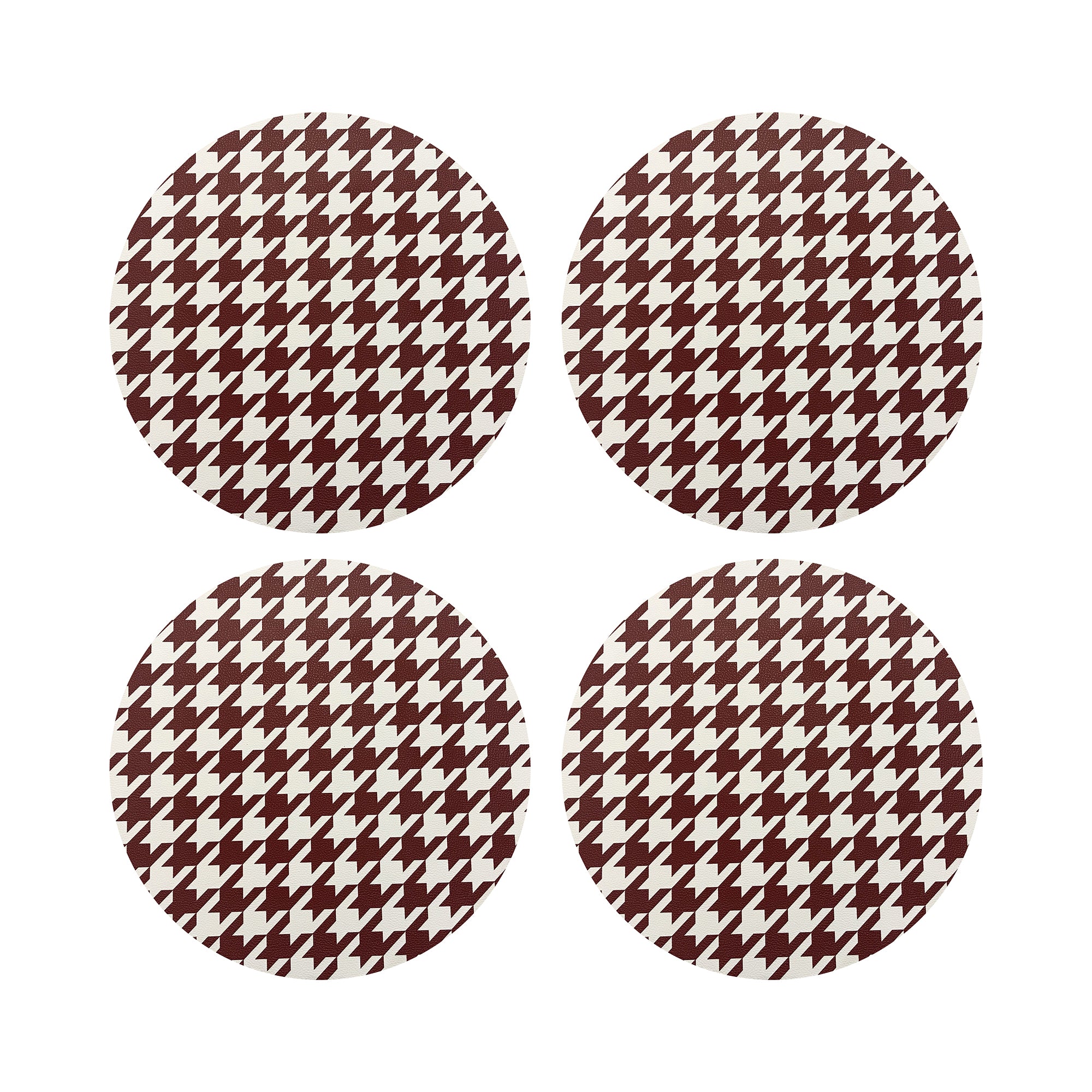 HOUNDSTOOTH RED WHITE 16" Round Pebble Placemats, Set of 4 - nicolettemayer.com