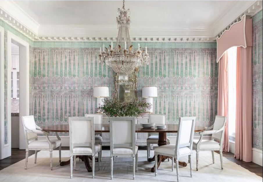 Topkapi Garden Green Pink Wallpaper Panel