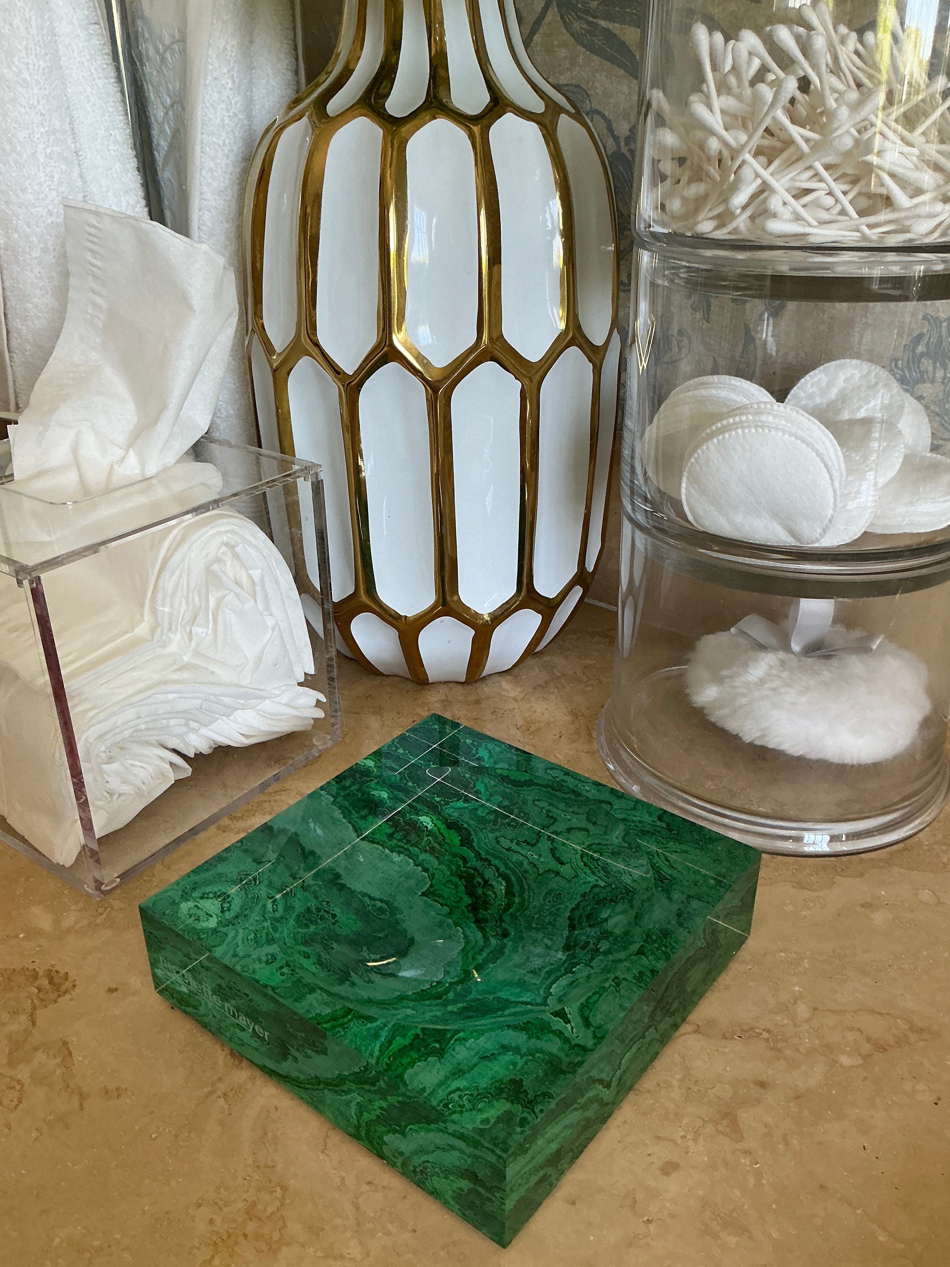 Agate Malachite Acrylic Candy Catchall Dish
