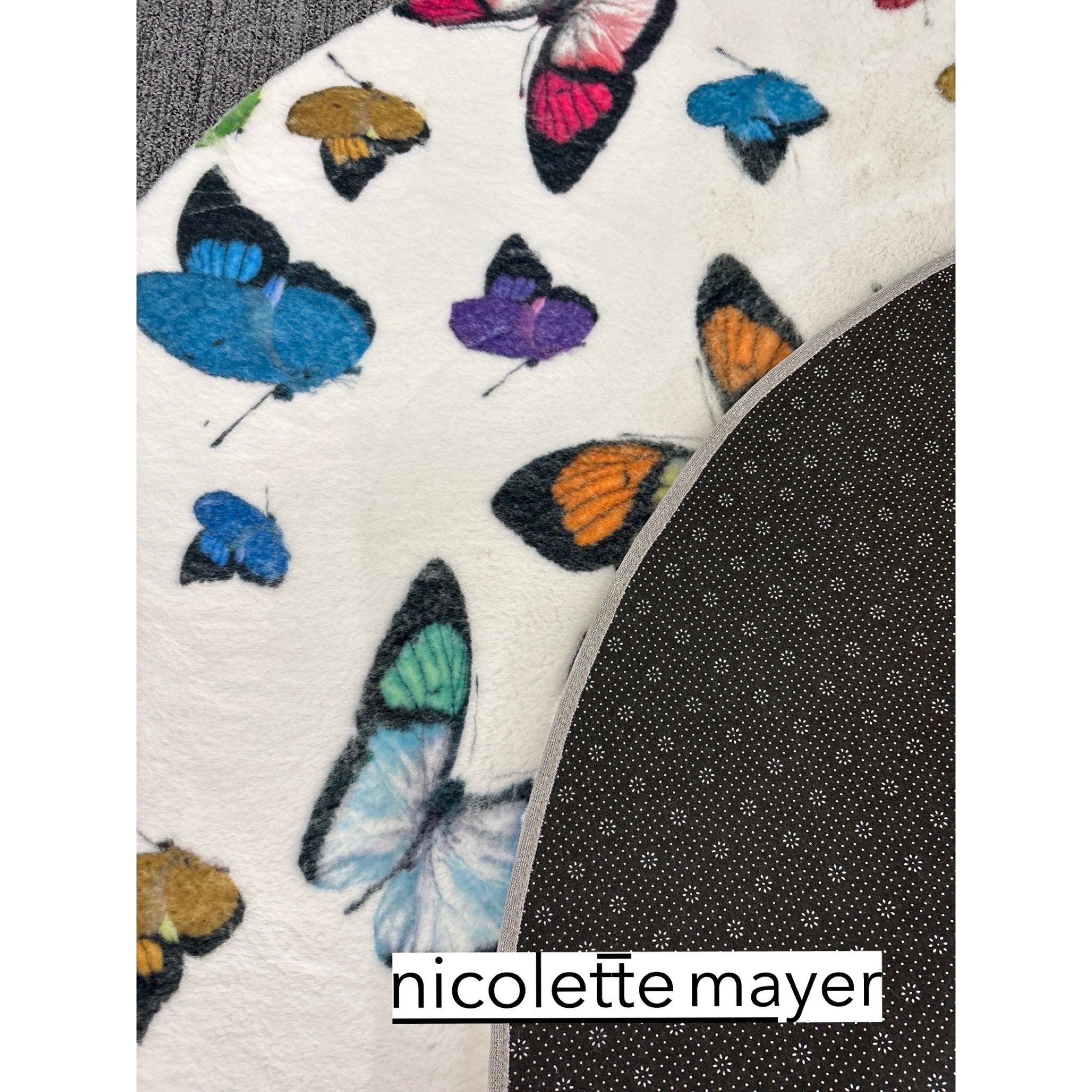 Butterflies Round Cloud Washable Rug