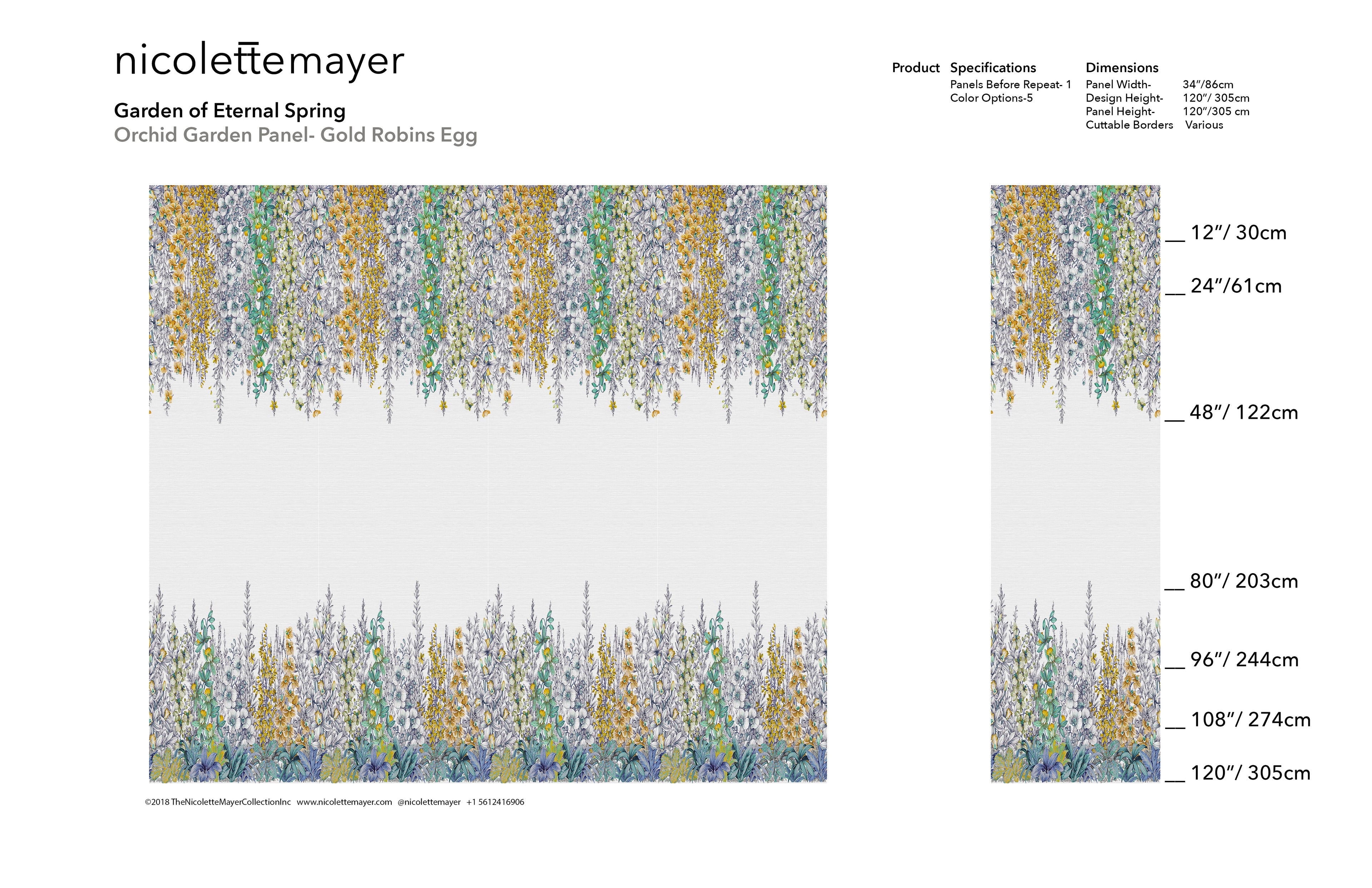 Orchid Garden Grasscloth Mural Panel - nicolettemayer.com
