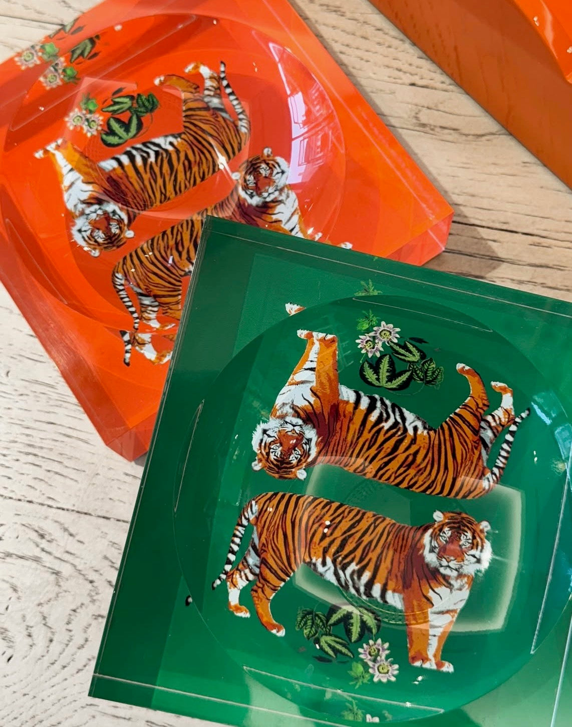 Tiger Seeing Double Orange Acrylic Candy Catchall Dish