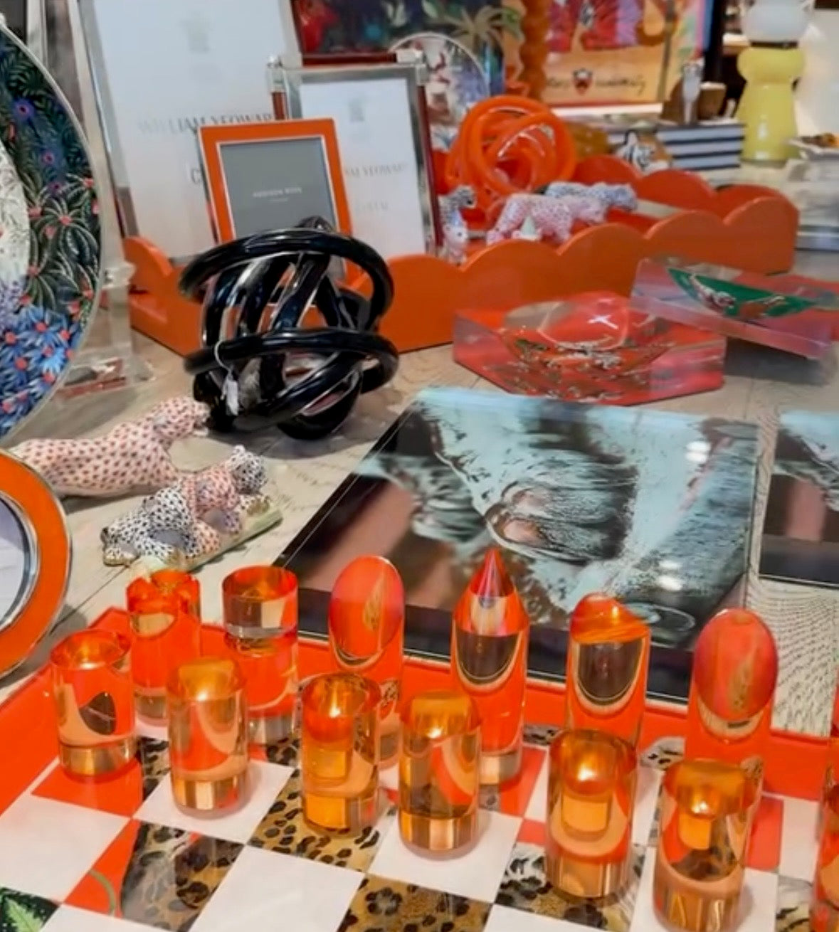 Tiger Seeing Double Orange Acrylic Candy Catchall Dish