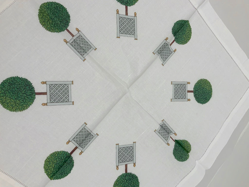 Serviettes de table Timothy Corrigan Topiary Radial 22"x22" Hemstitch, lot de 4