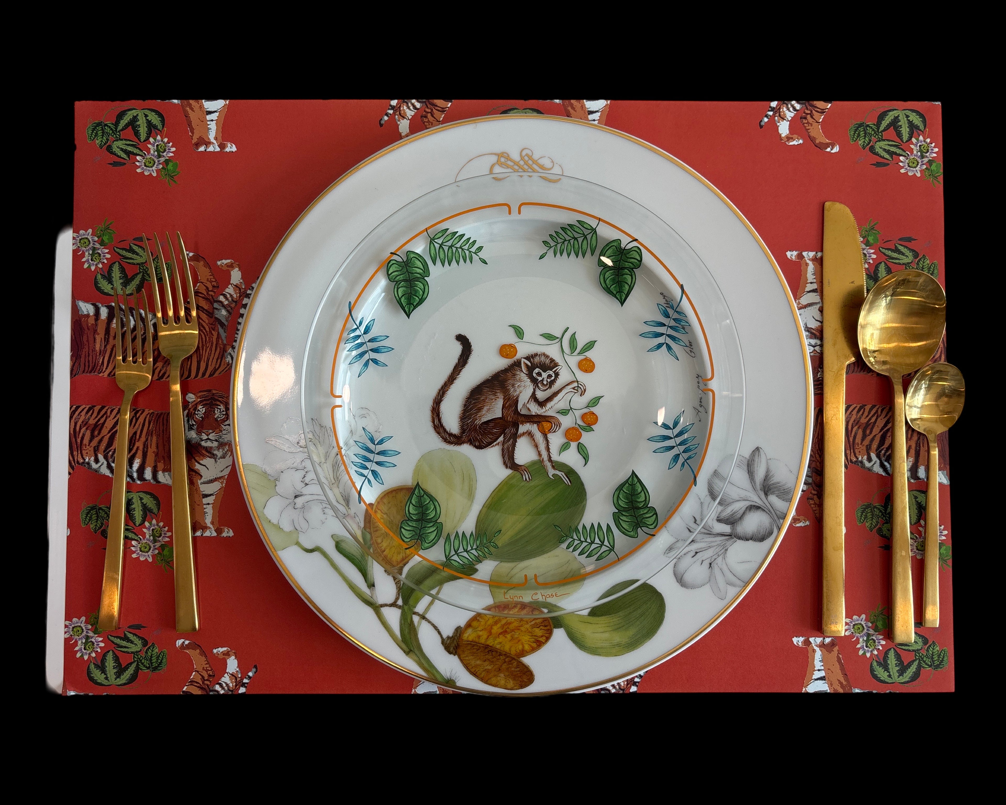 Tischset aus Papier „Tiger Seeing Double Orangerie“, 24 Stück