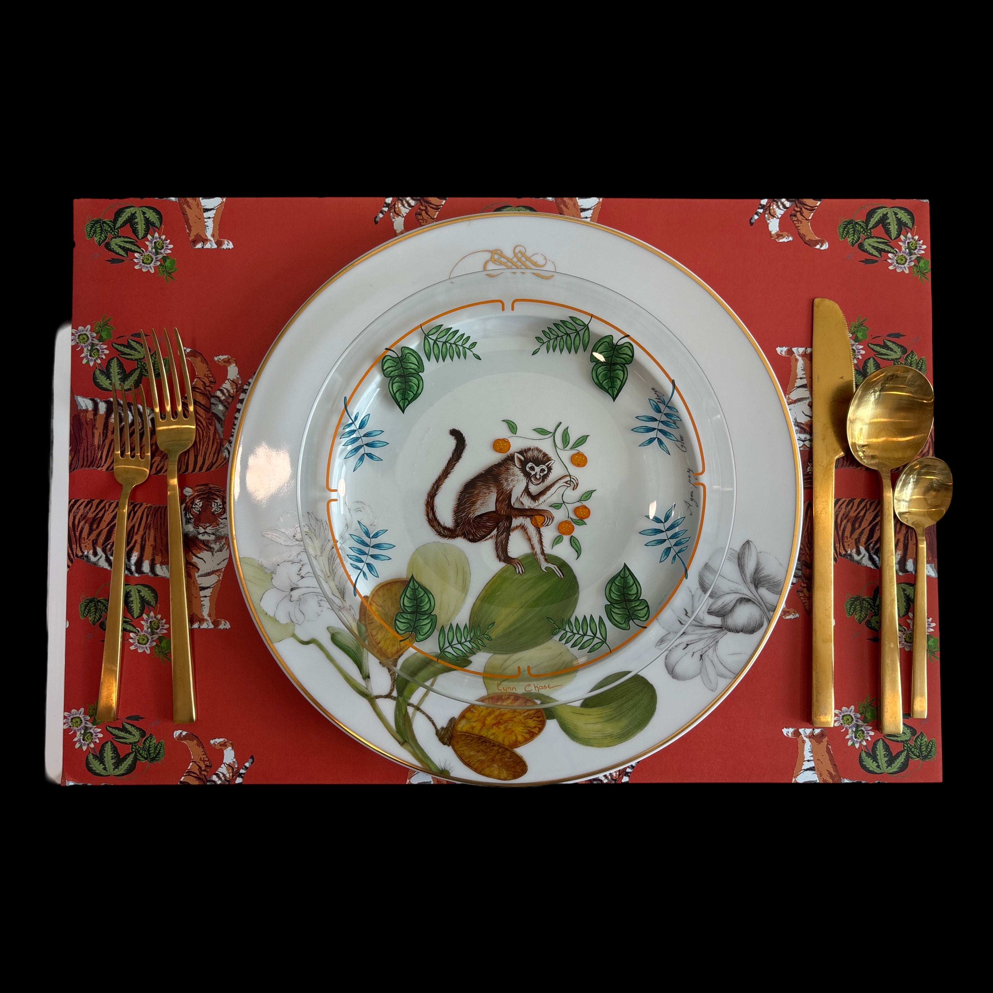 Tischset aus Papier „Tiger Seeing Double Orangerie“, 24 Stück