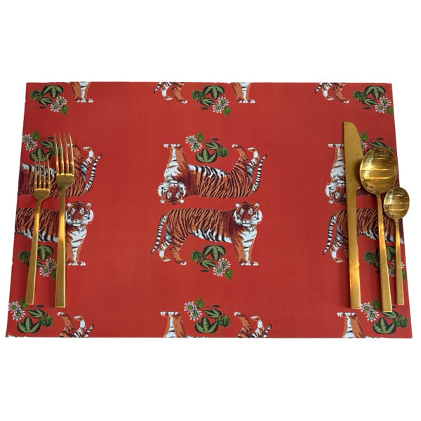 Tischset aus Papier „Tiger Seeing Double Orangerie“, 24 Stück