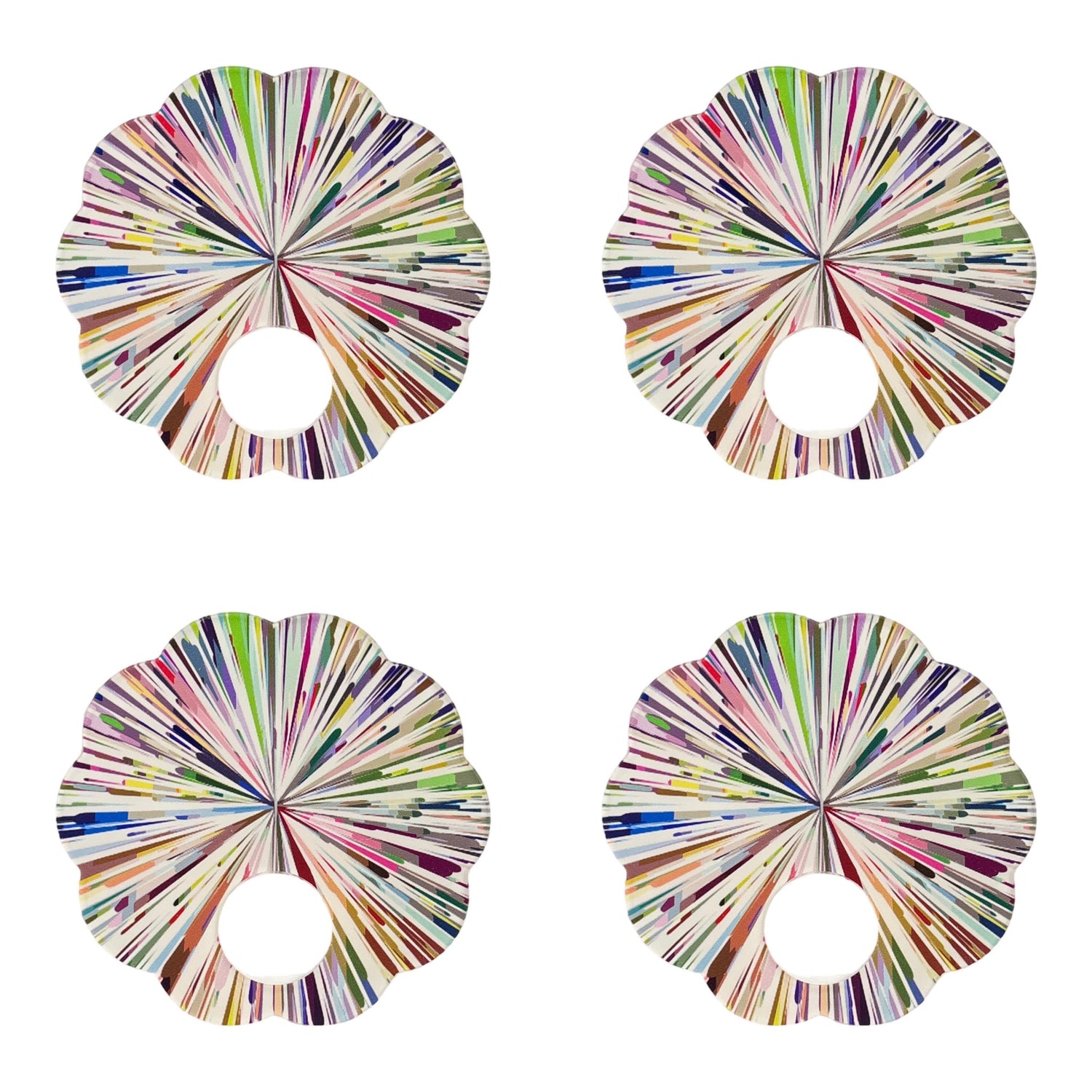 Fireworks White Acrylic Scallop Napkin Ring - Set of 4