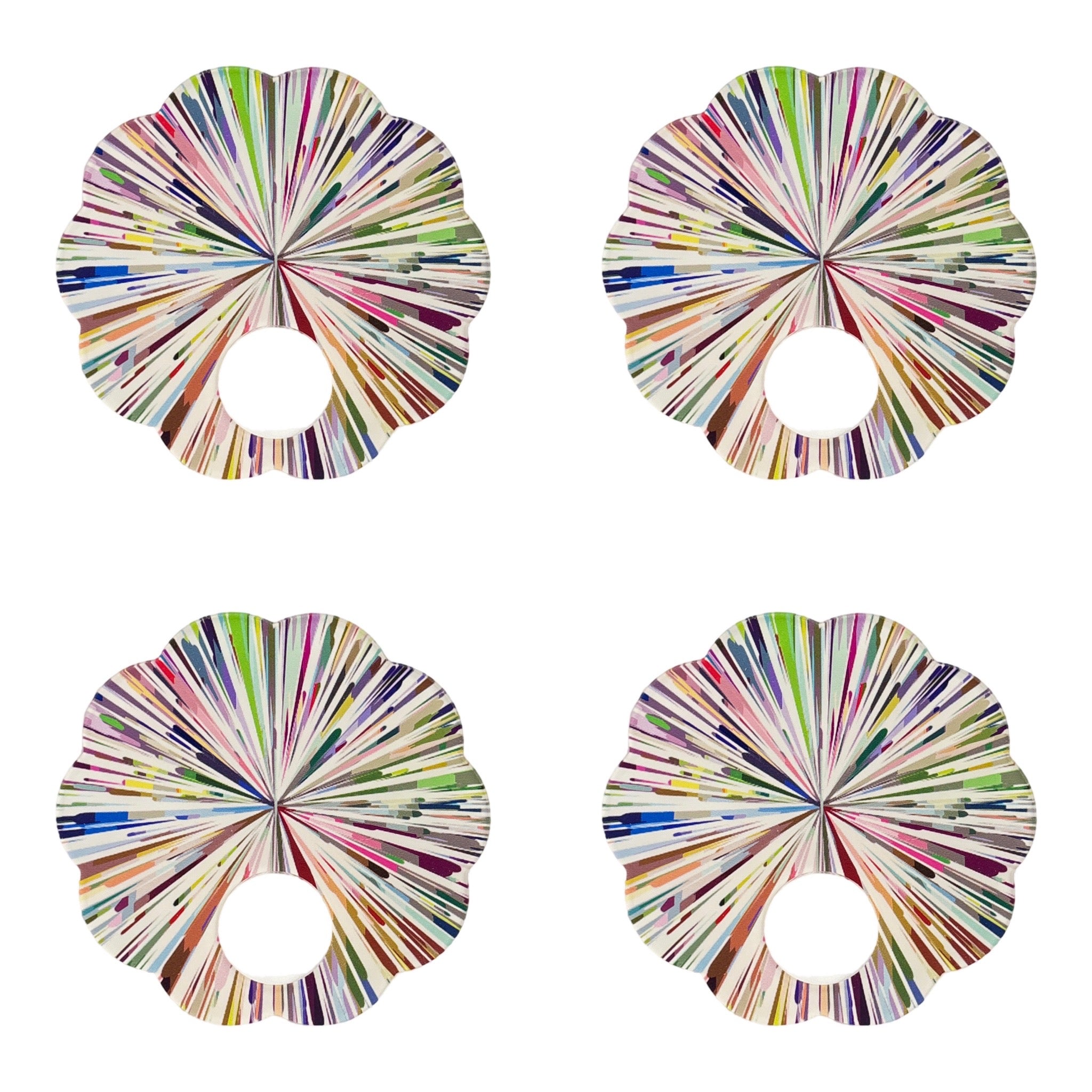 Fireworks White Acrylic Scallop Napkin Ring - Set of 4