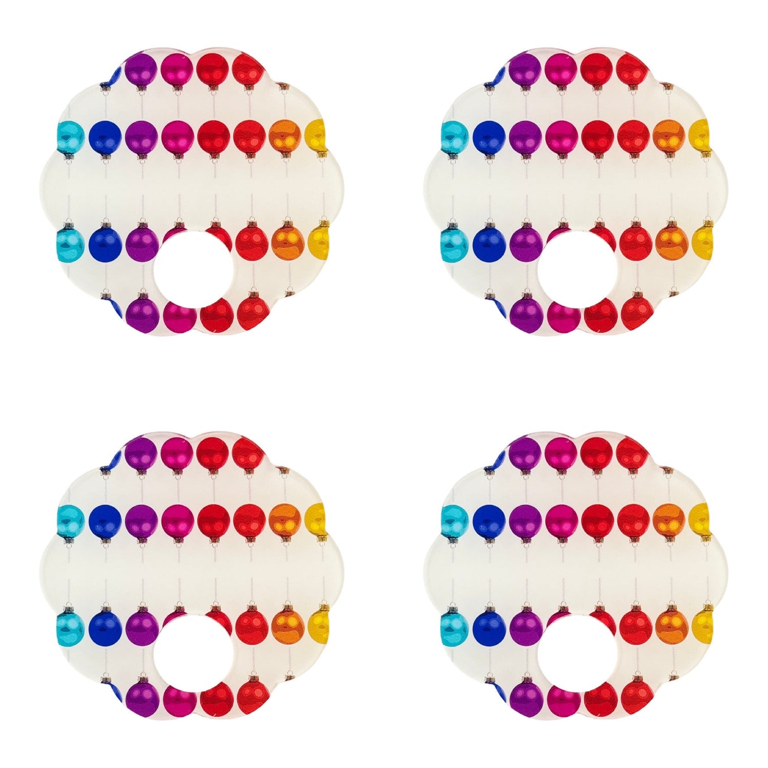 Merry Everything Acrylic Scallop Napkin Ring - Set of 4